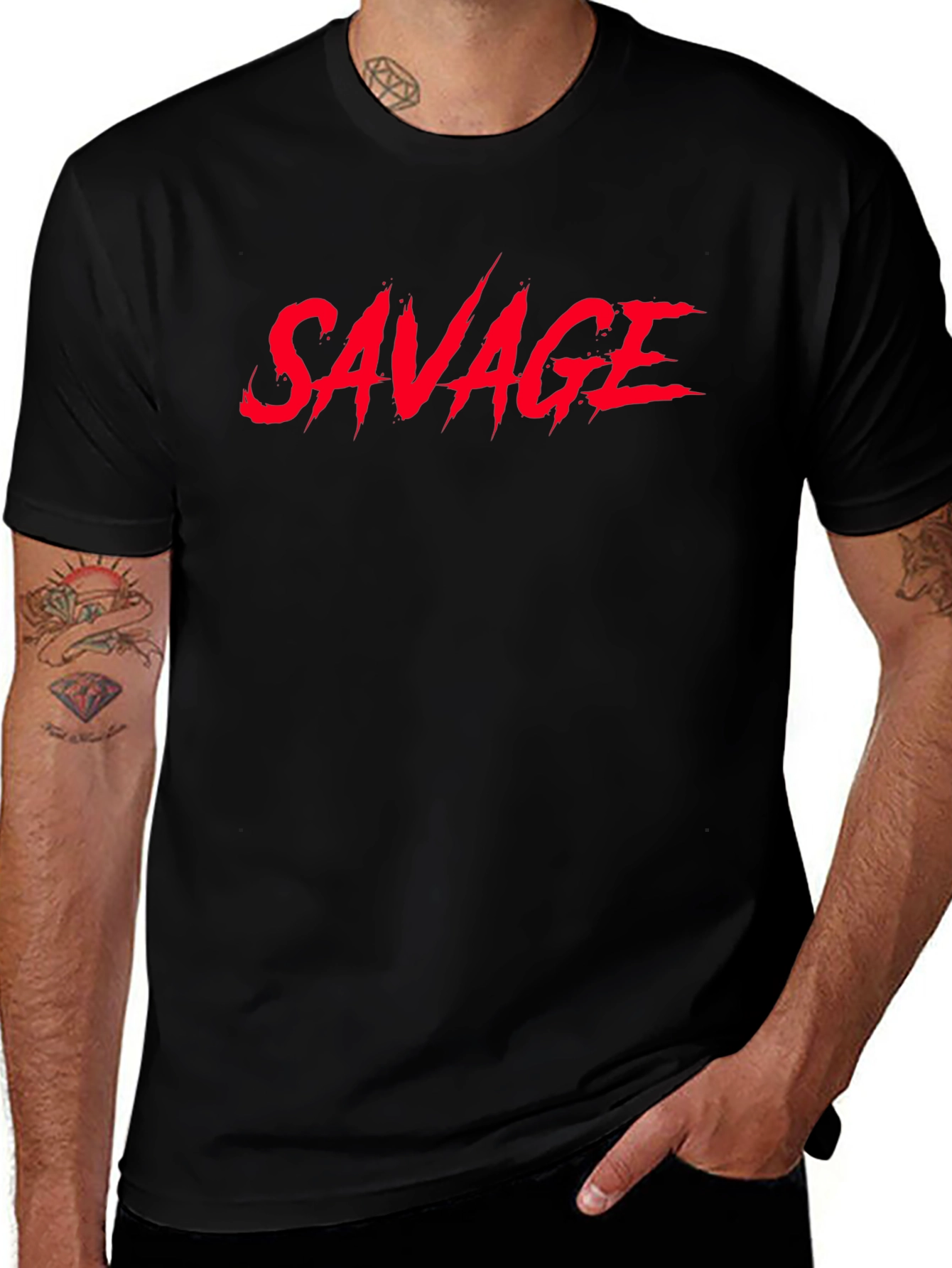 Savage Graphic Print T-Shirt - Black