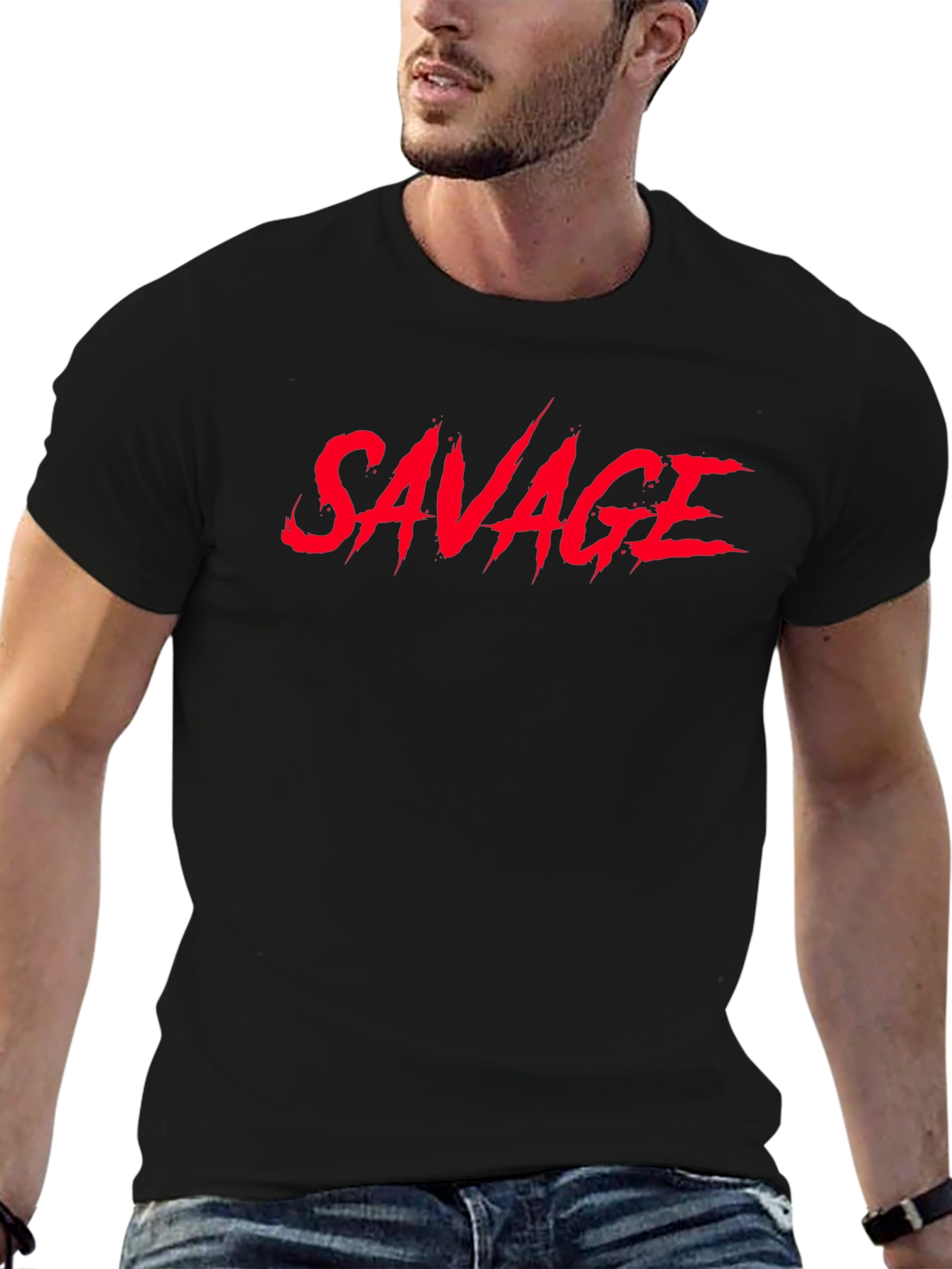 Savage Graphic Print T-Shirt - Black