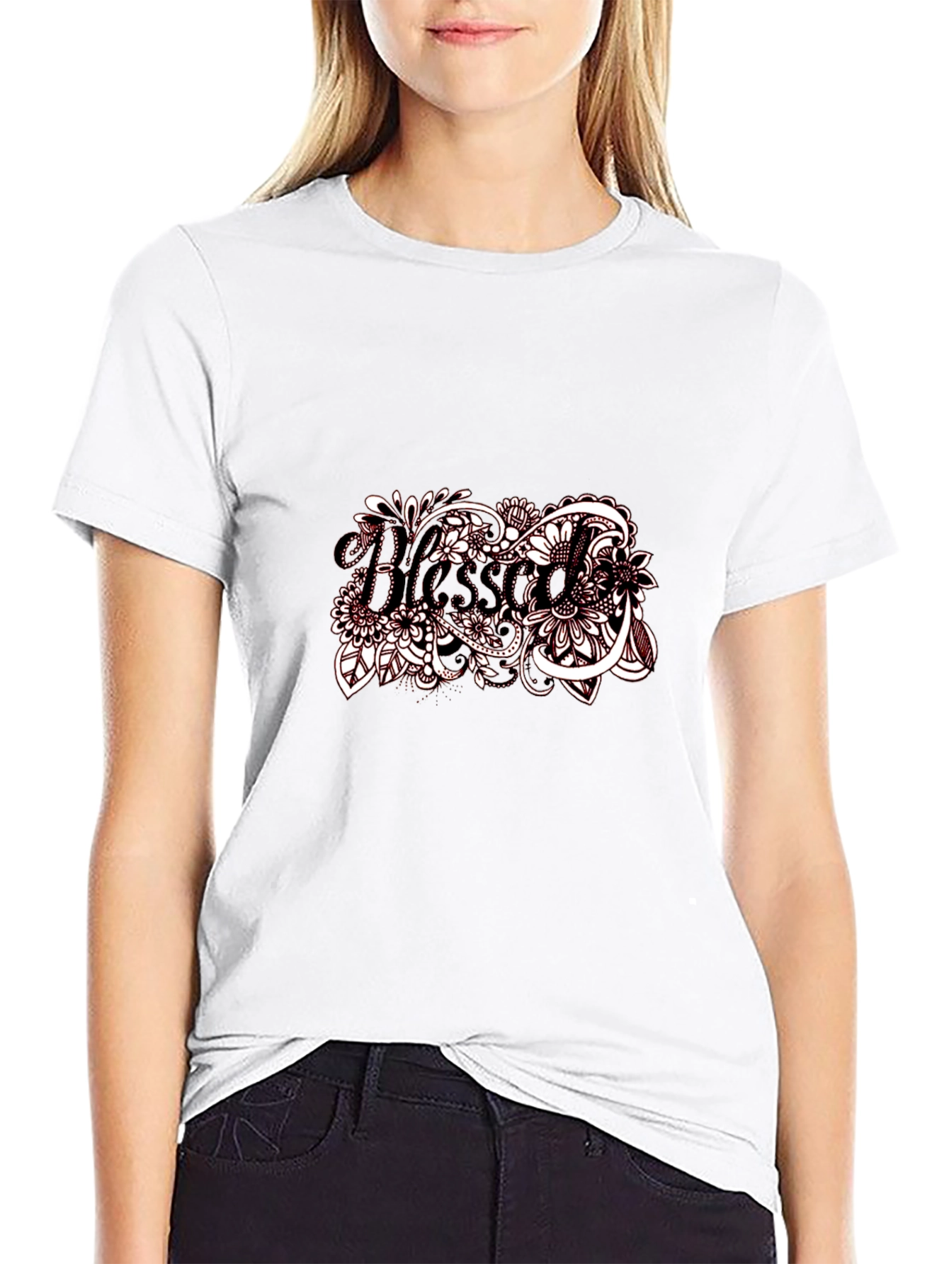 Blessed Floral Graphic Black T-Shirt