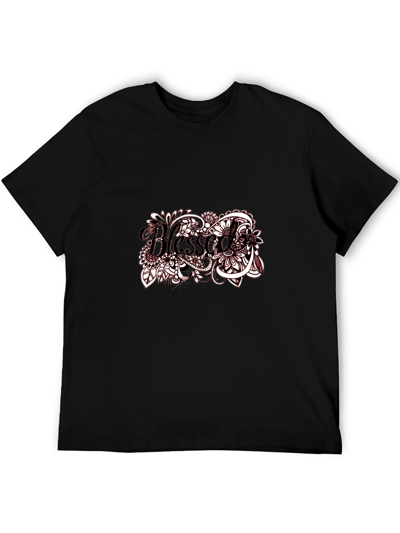 Blessed Floral Graphic Black T-Shirt