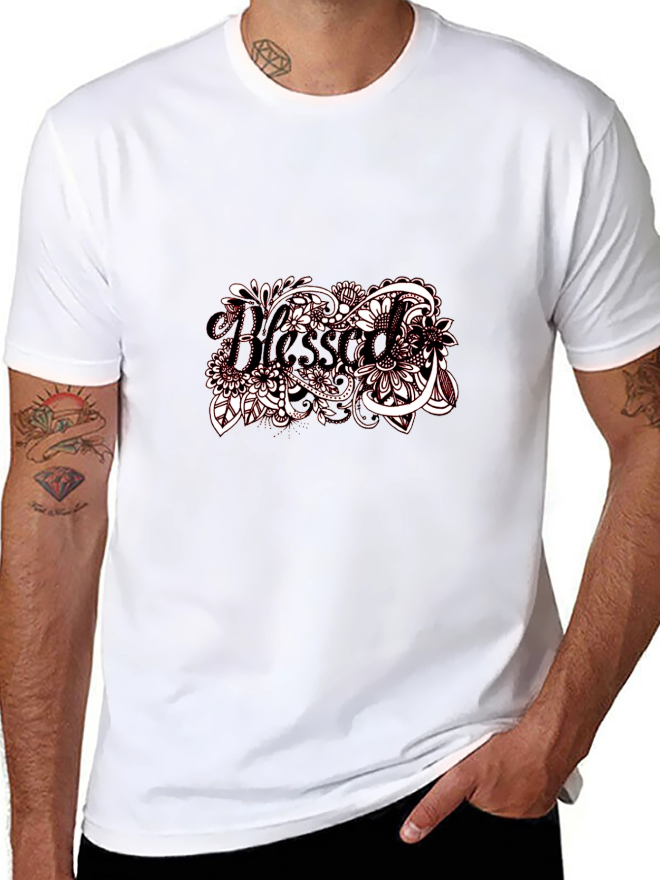 Blessed Floral Graphic Black T-Shirt