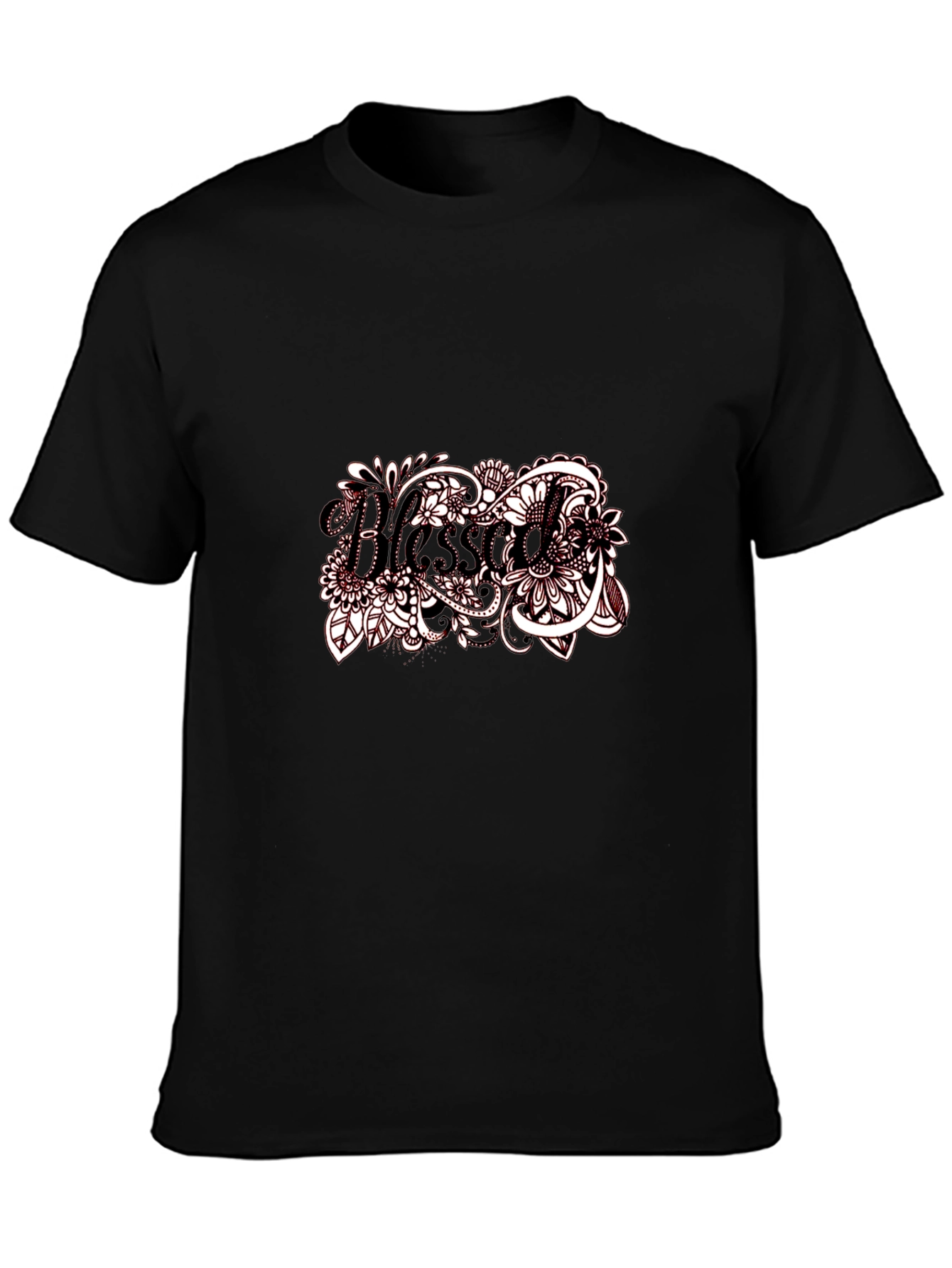 Blessed Floral Graphic Black T-Shirt