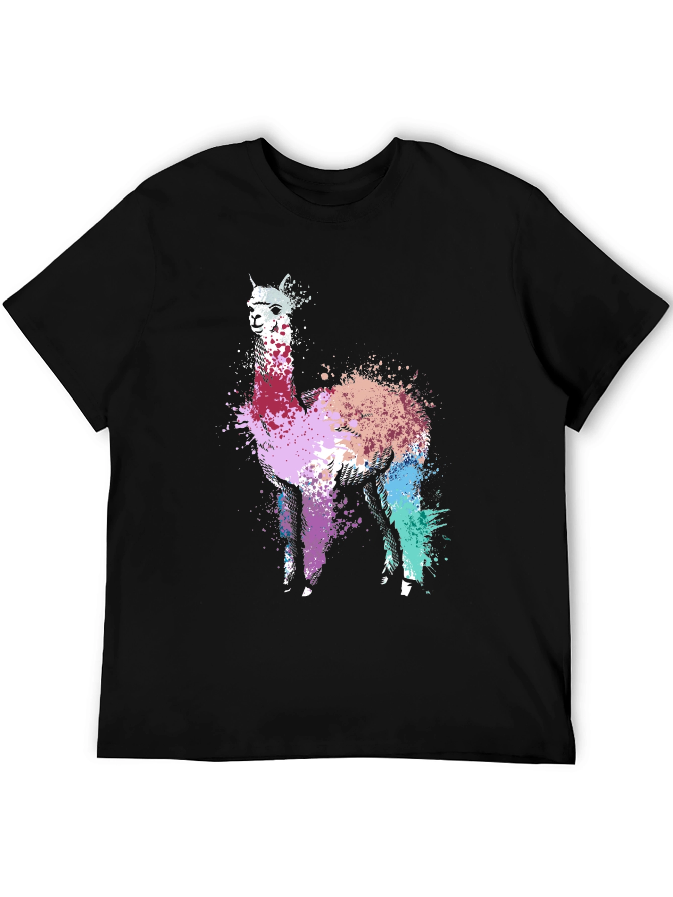 Abstract Llama Graphic Tee - Unique Splatter Art T-Shirt