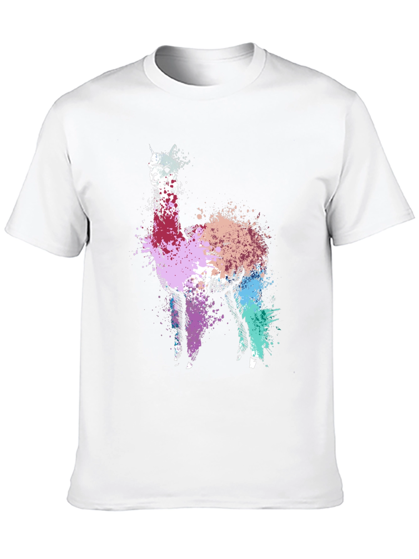 Abstract Llama Graphic Tee - Unique Splatter Art T-Shirt