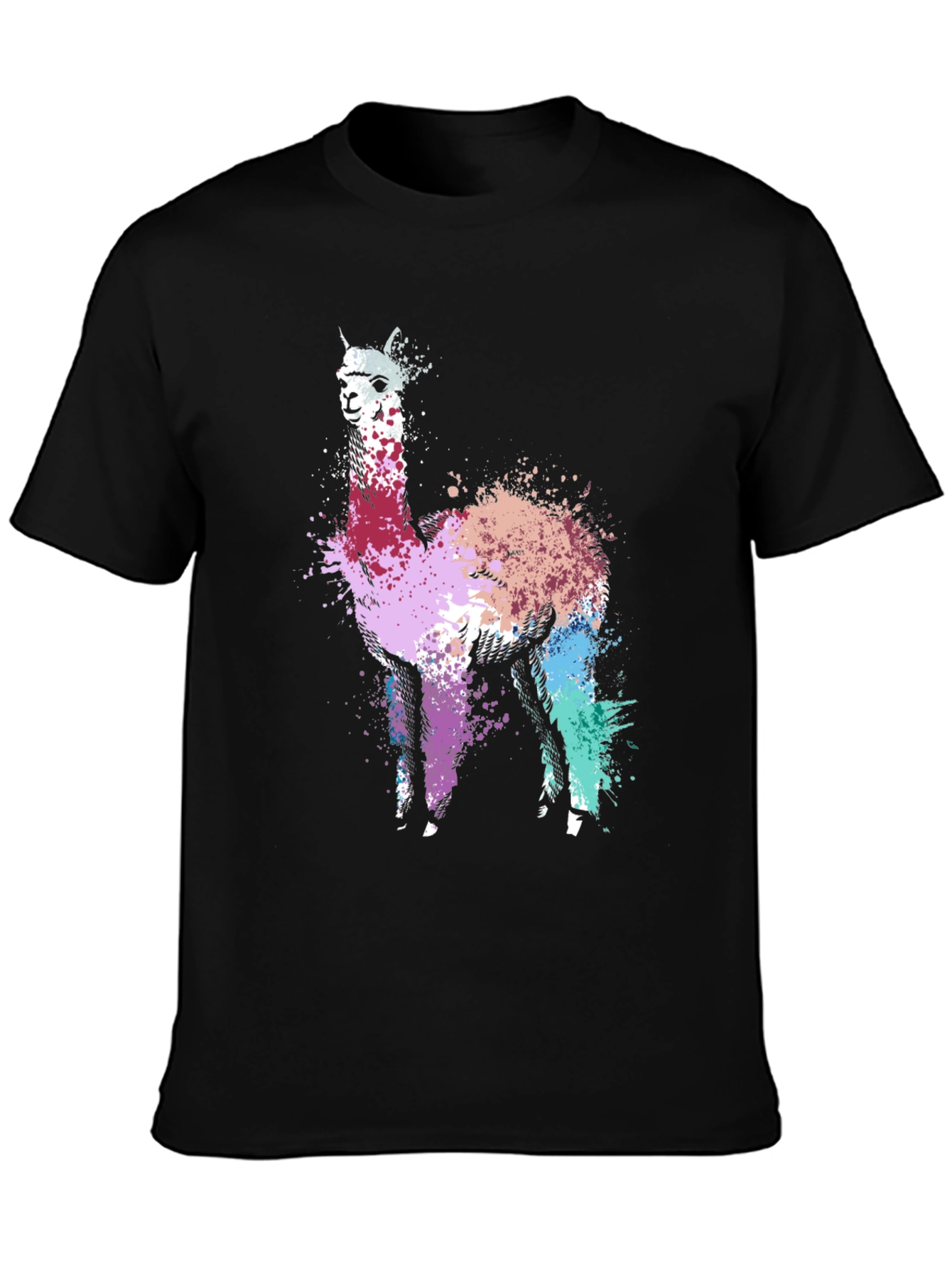Abstract Llama Graphic Tee - Unique Splatter Art T-Shirt