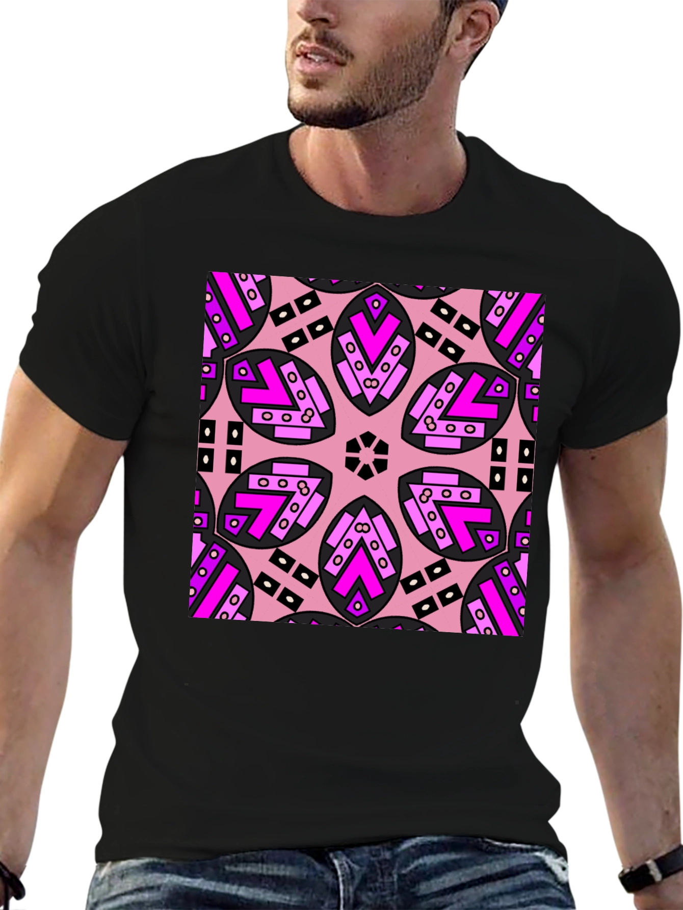 Geometric Pink Patterned T-Shirt