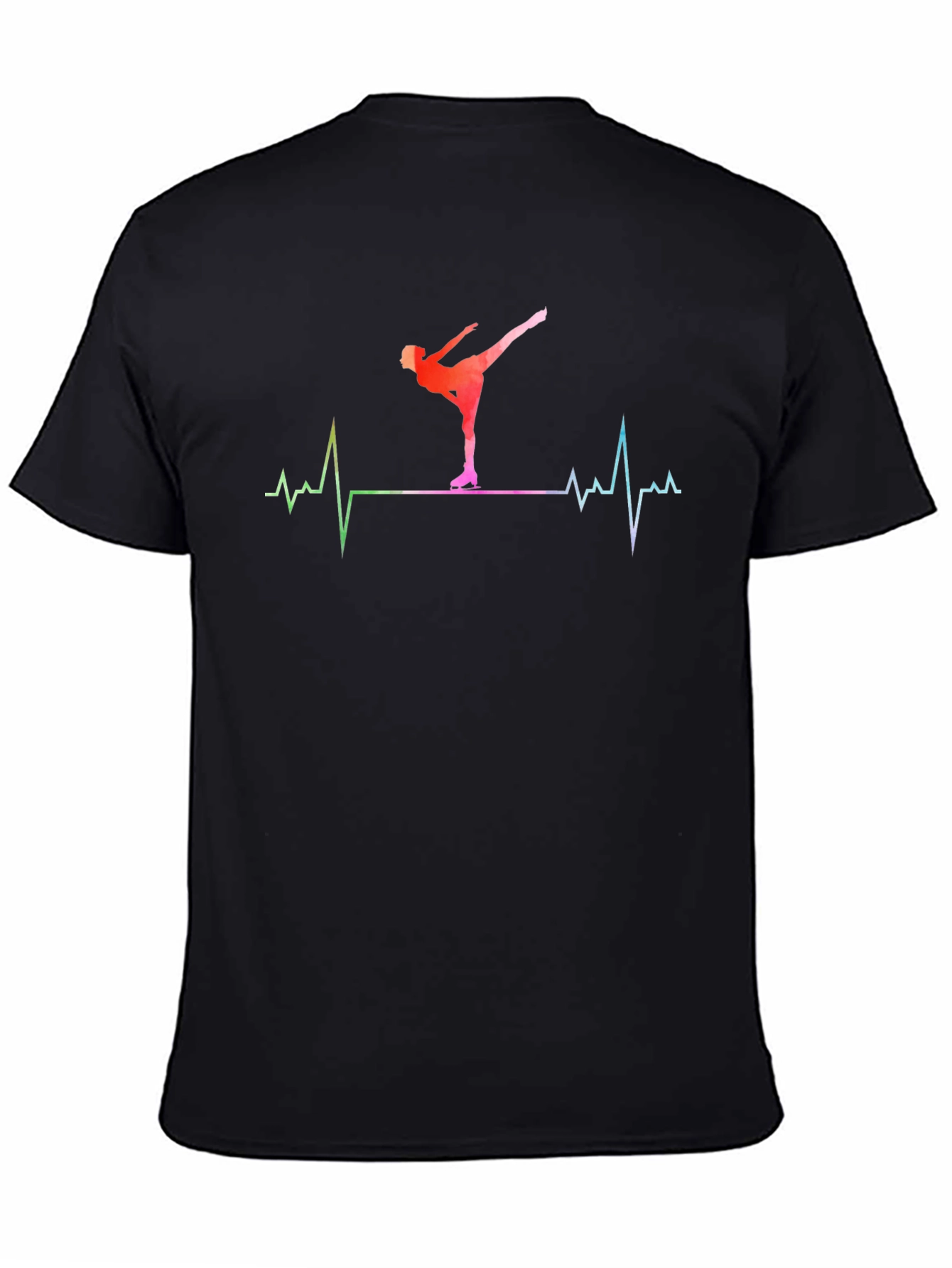 Ice Skating Heartbeat T-Shirt - Black Cotton Tee