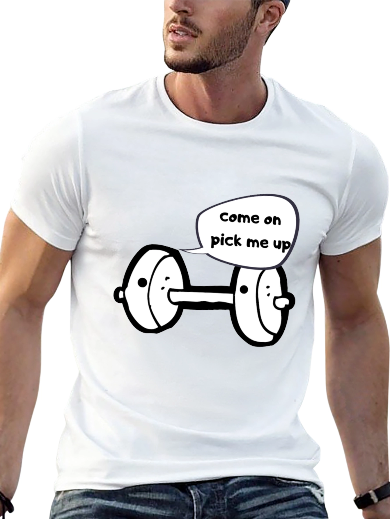 Funny Come On Pick Me Up Dumbbell Graphic Tee