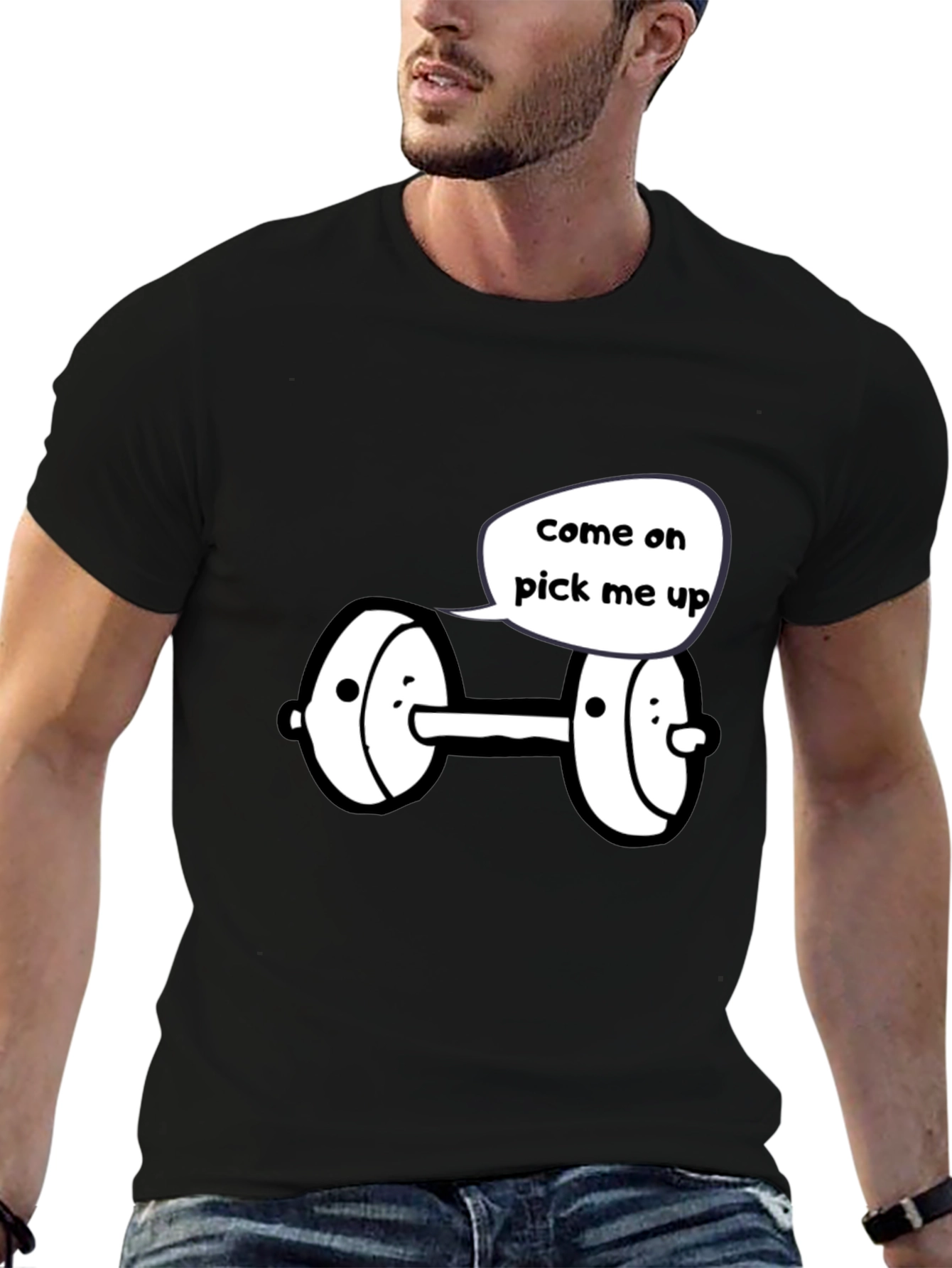 Funny Come On Pick Me Up Dumbbell Graphic Tee