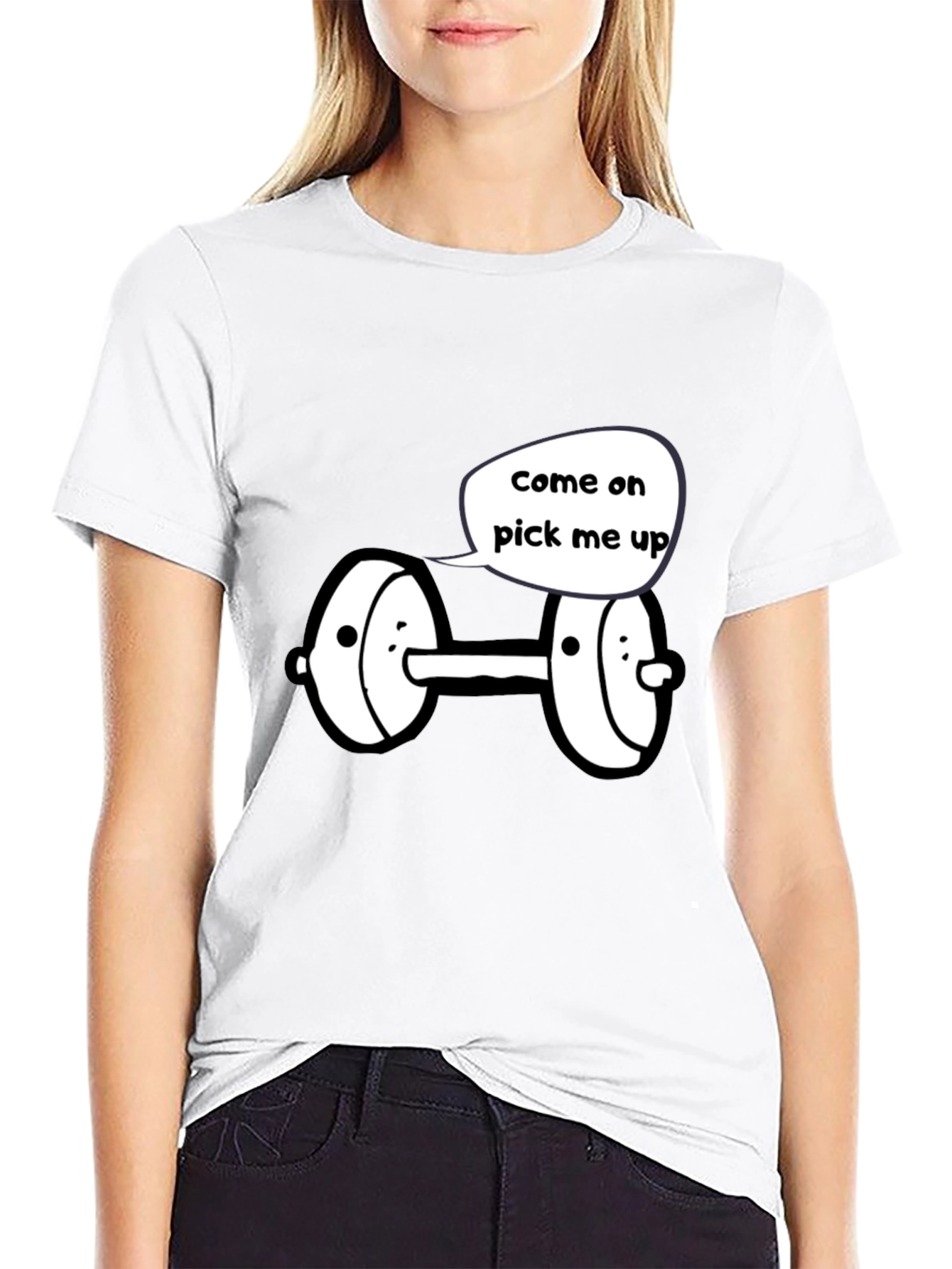 Funny Come On Pick Me Up Dumbbell Graphic Tee