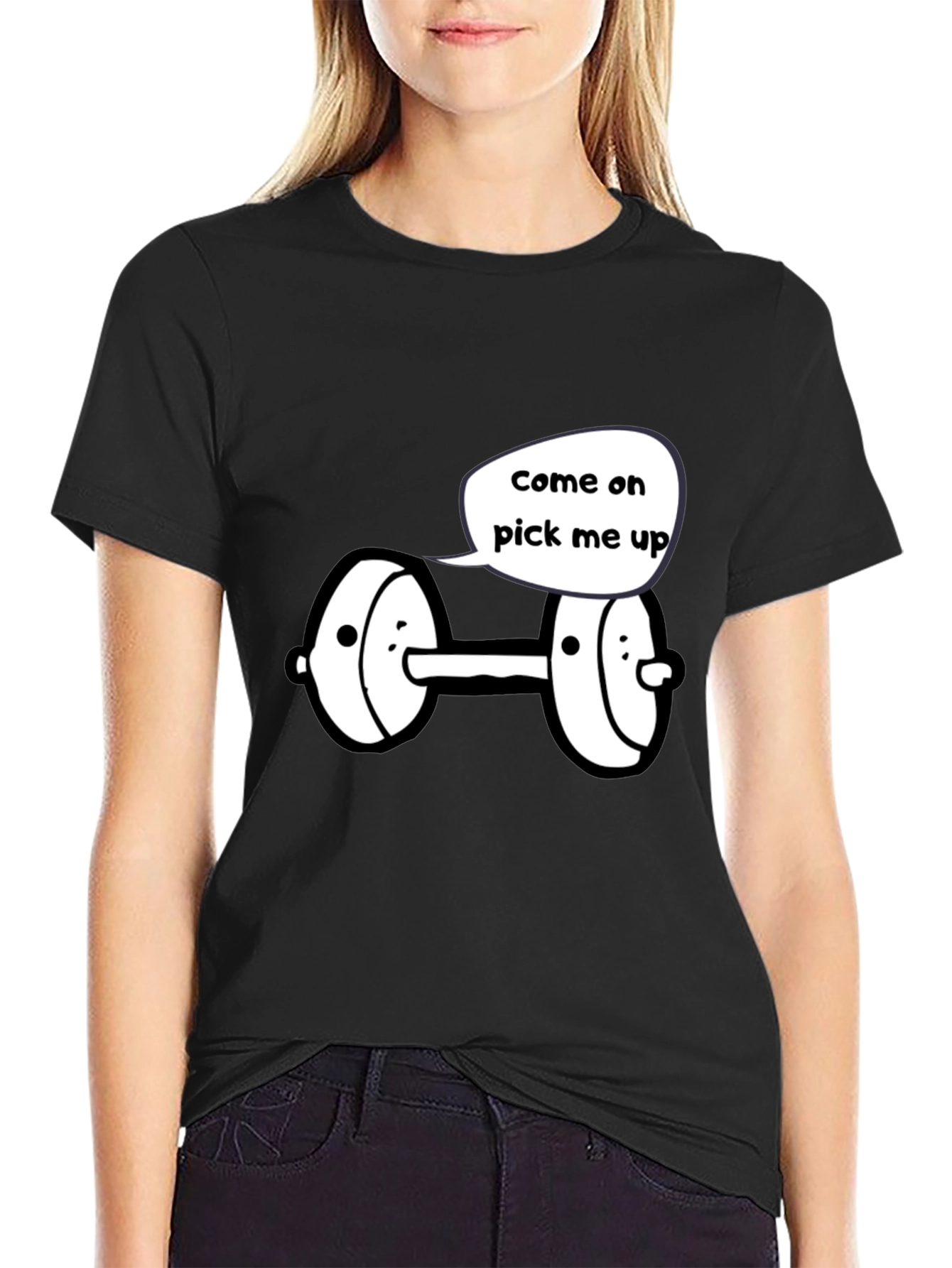 Funny Come On Pick Me Up Dumbbell Graphic Tee