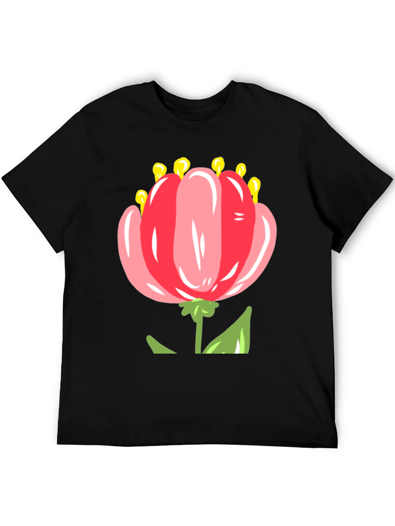 Floral T-Shirt: Pink Tulip Design