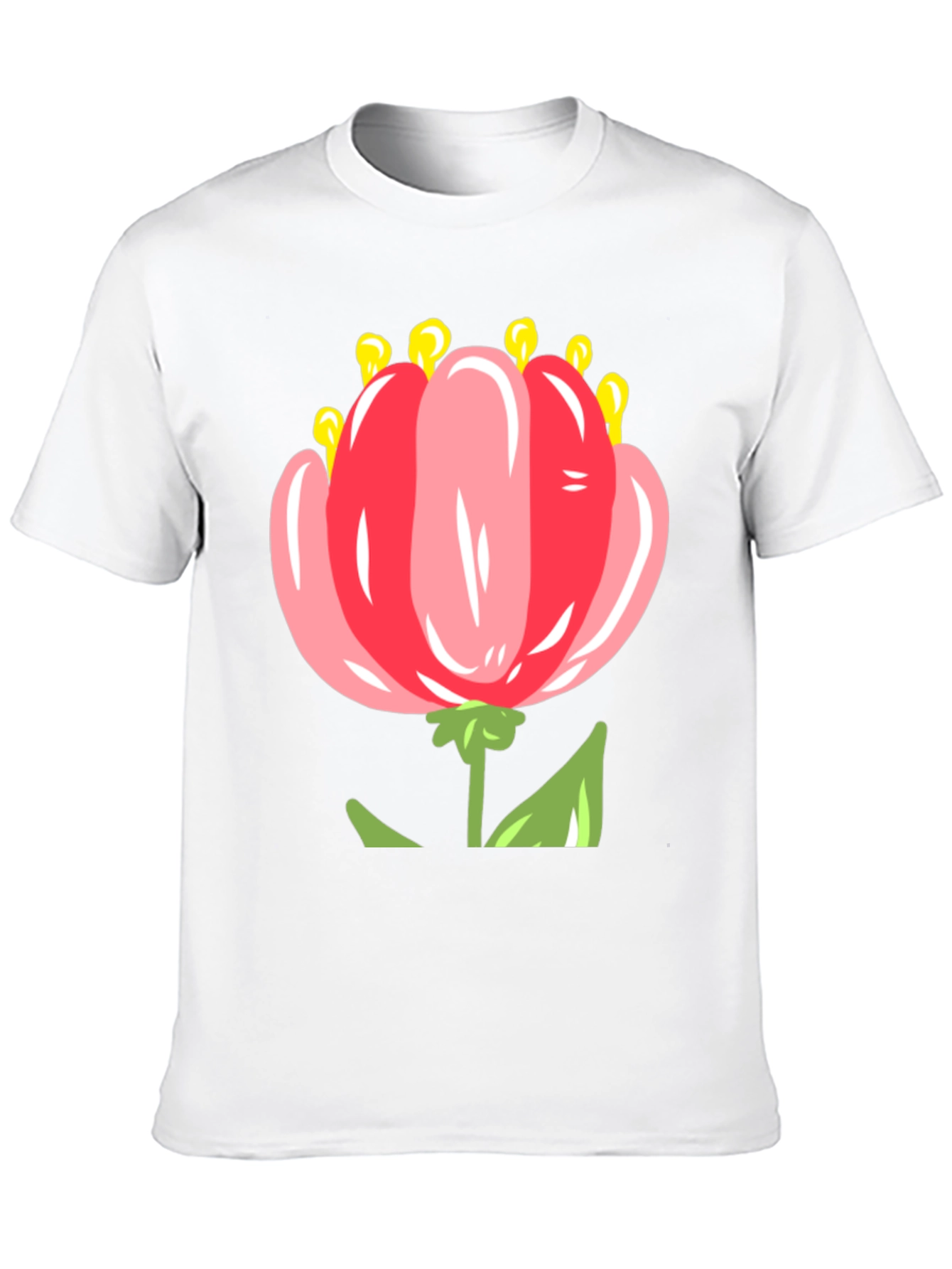 Floral T-Shirt: Pink Tulip Design