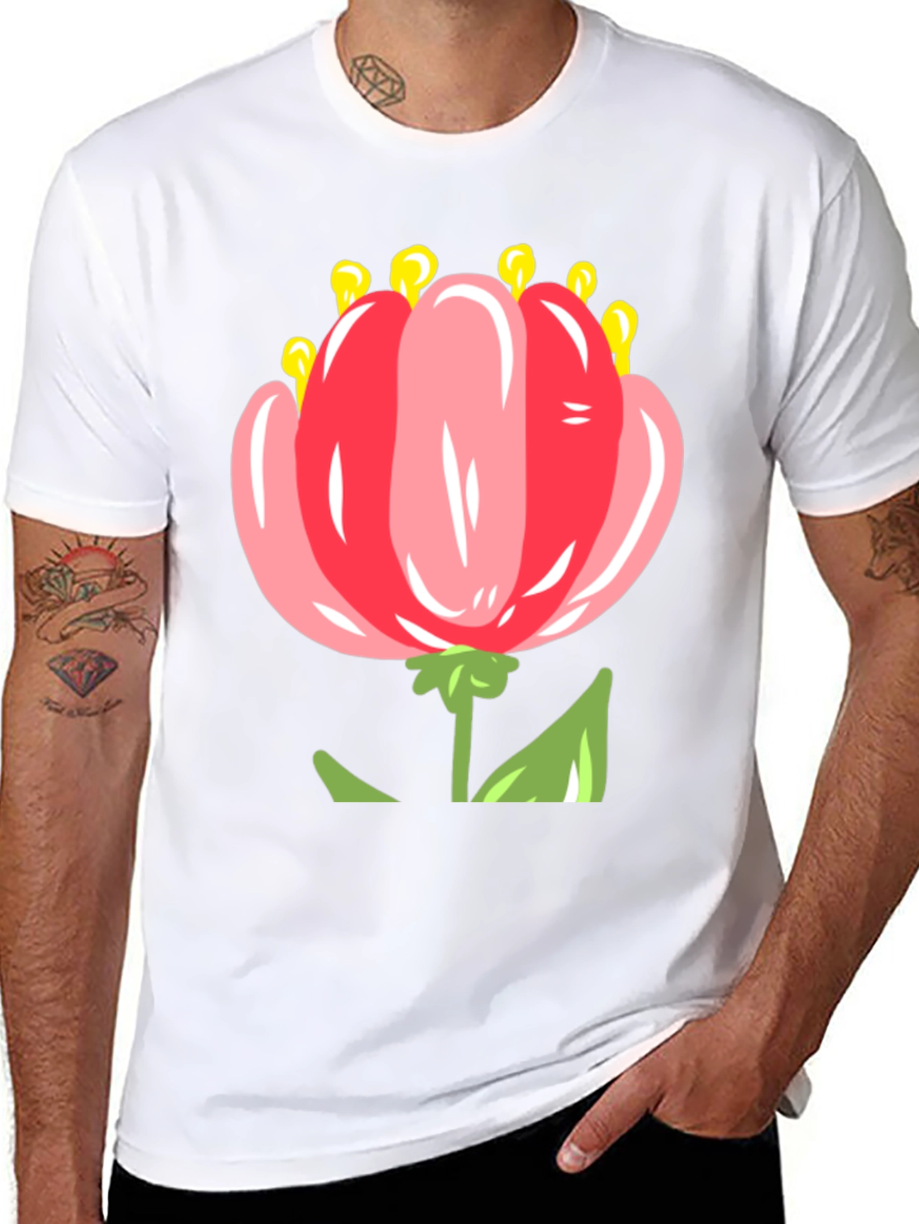 Floral T-Shirt: Pink Tulip Design