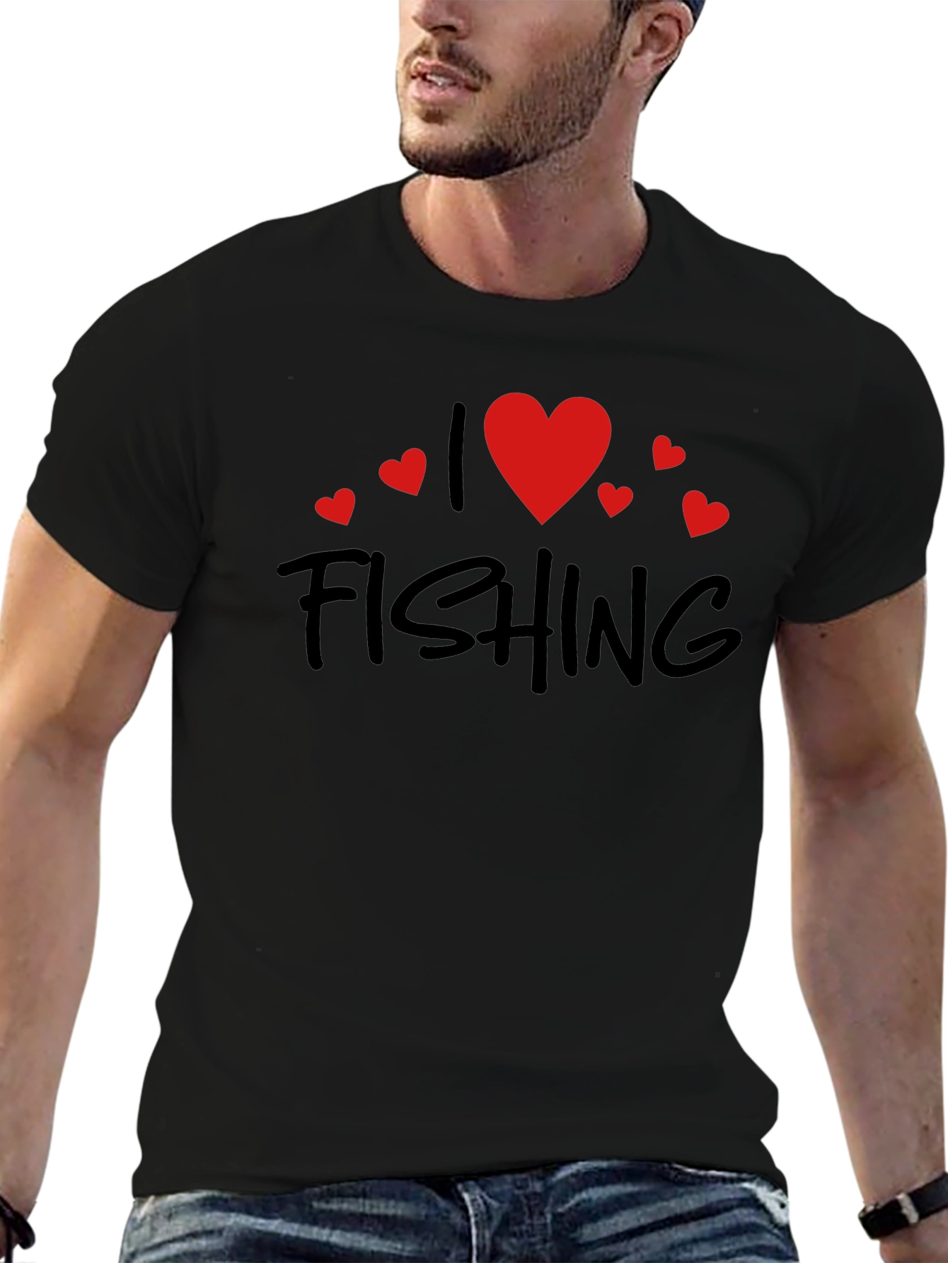 I Love Fishing Black Tee