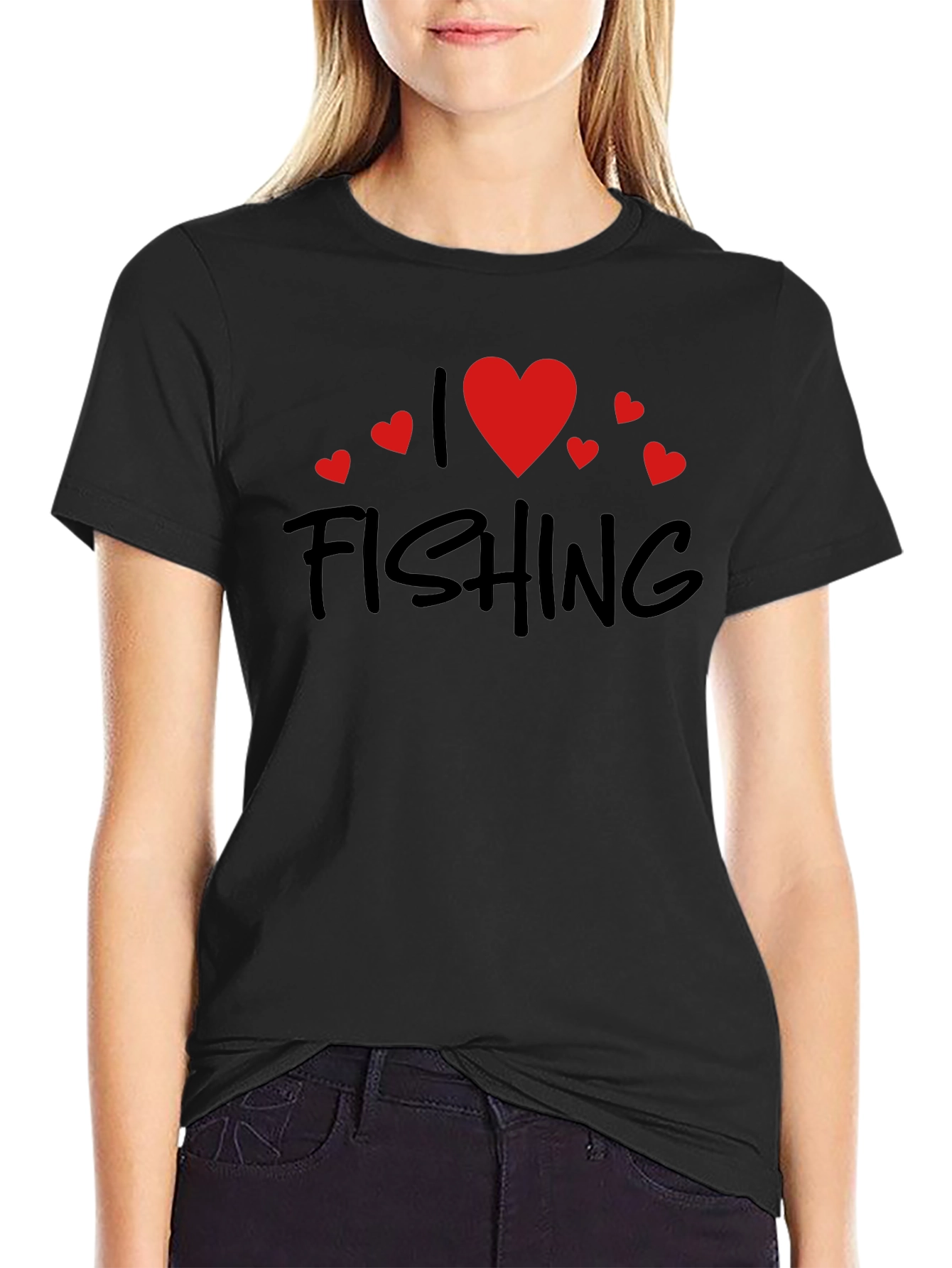 I Love Fishing Black Tee