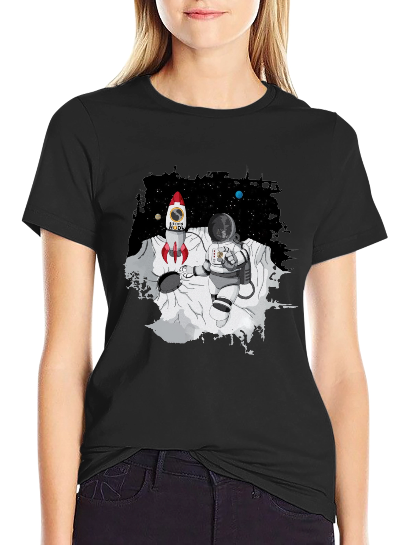 Bitcoin HODL Astronaut T-Shirt - Crypto Moon Landing