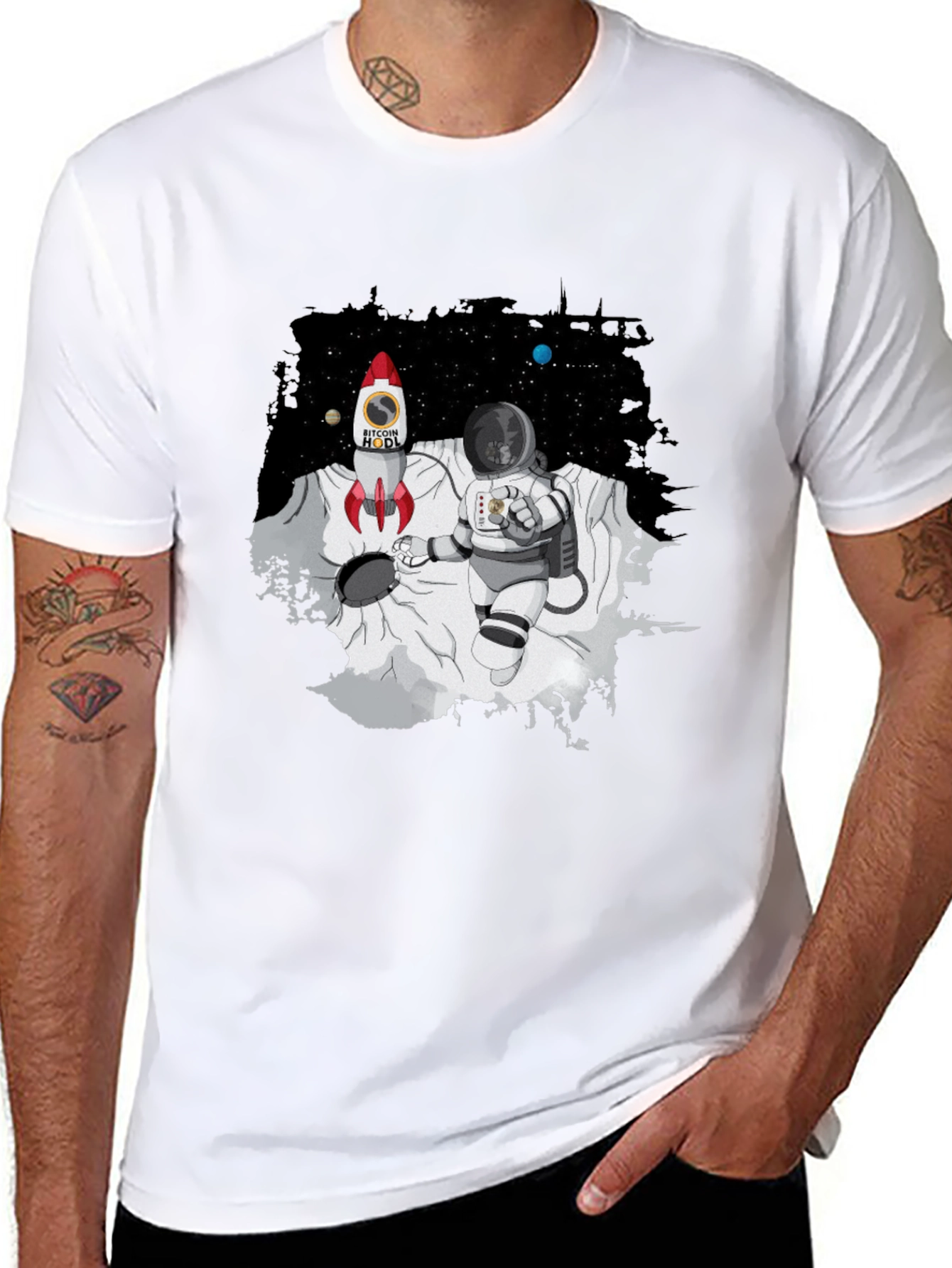 Bitcoin HODL Astronaut T-Shirt - Crypto Moon Landing