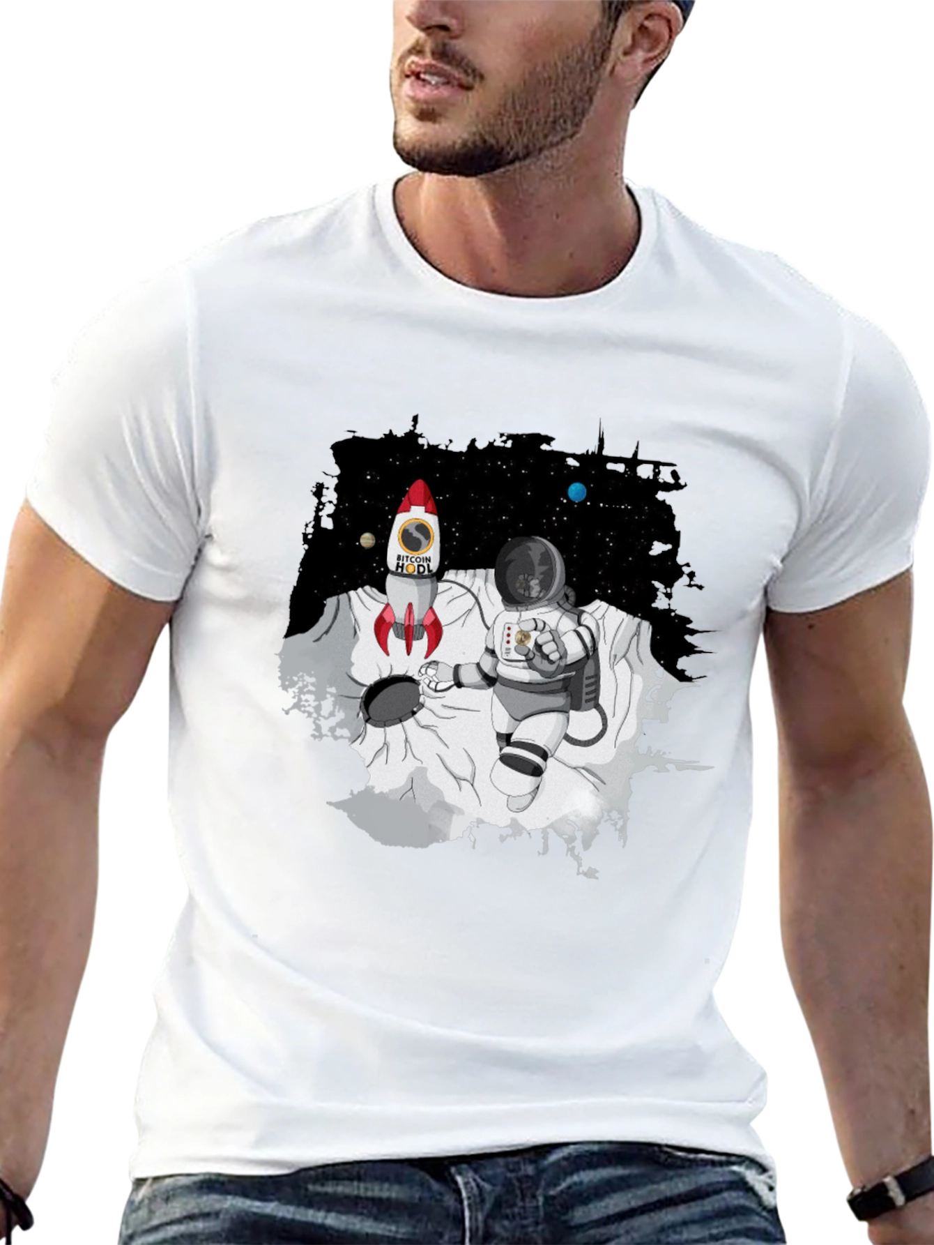 Bitcoin HODL Astronaut T-Shirt - Crypto Moon Landing