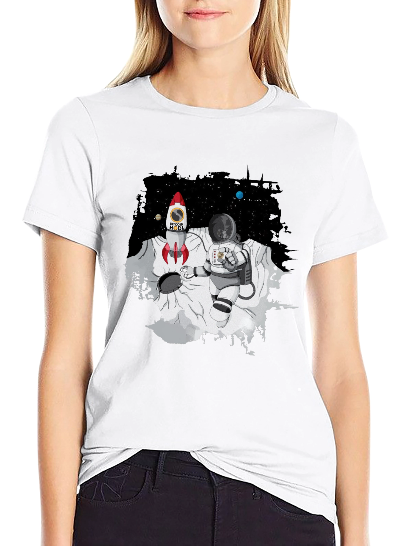 Bitcoin HODL Astronaut T-Shirt - Crypto Moon Landing