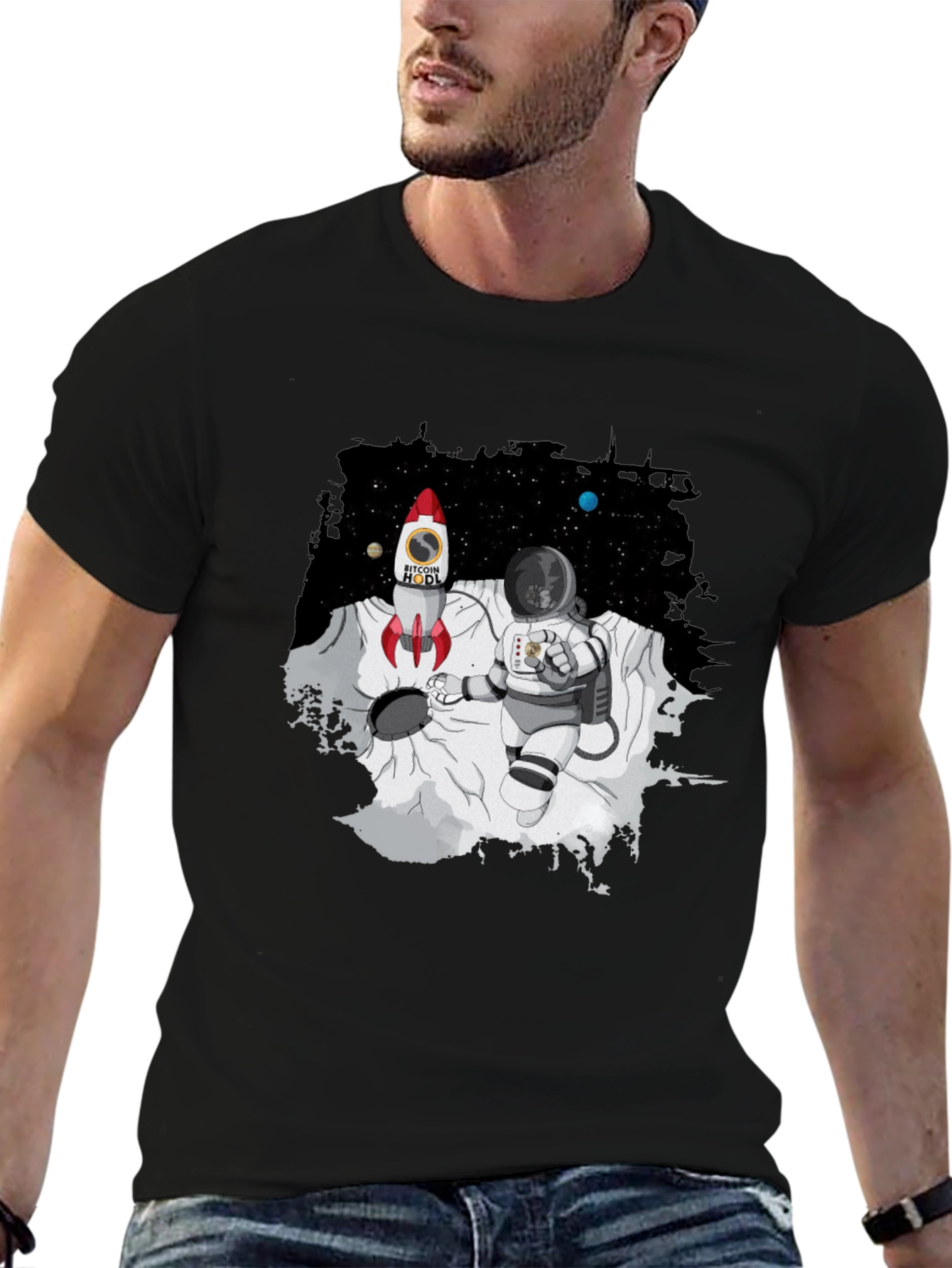 Bitcoin HODL Astronaut T-Shirt - Crypto Moon Landing