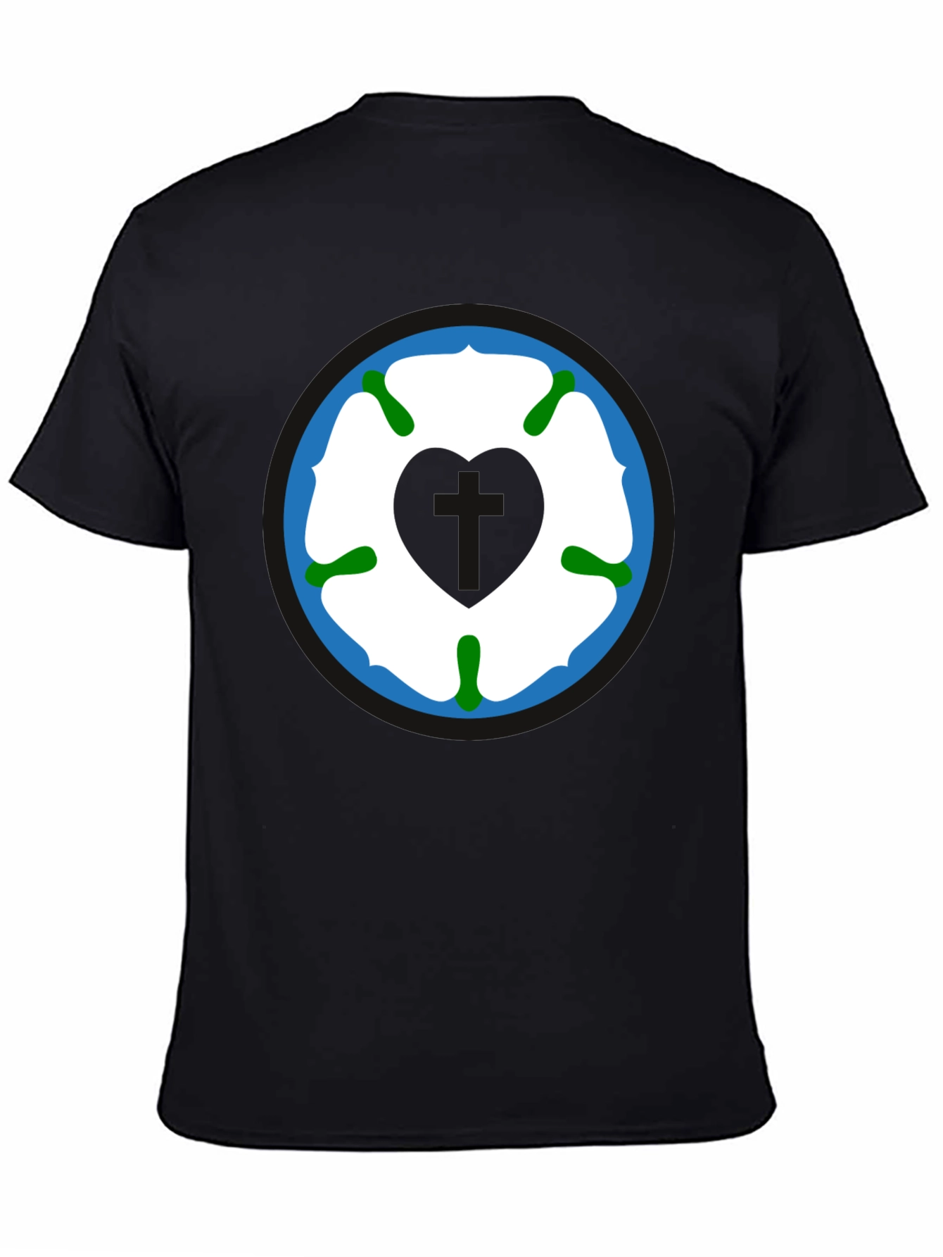 Yorkshire Rose Heart T-Shirt - Black Cotton Tee
