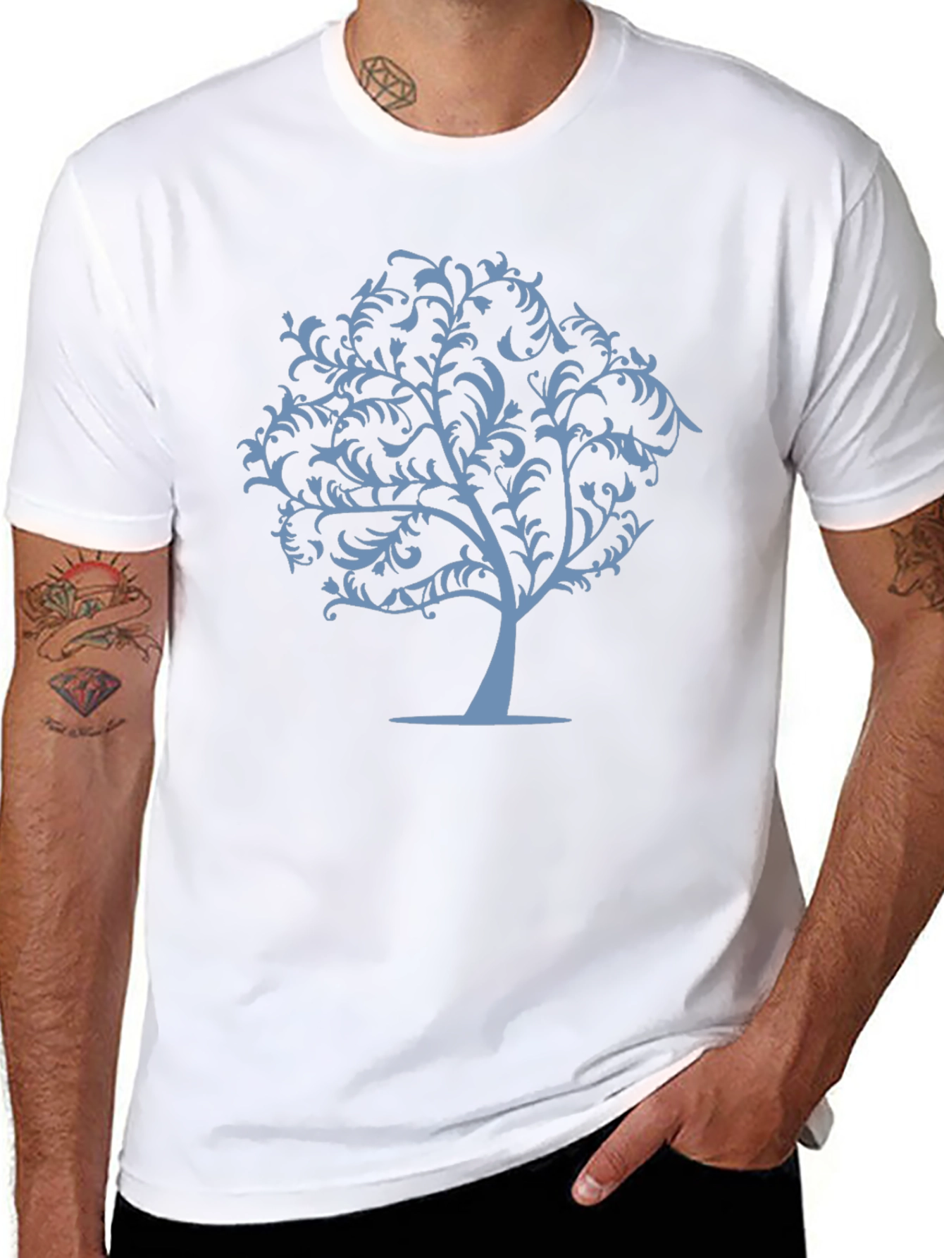 Stylish Tree Graphic T-Shirt - Black