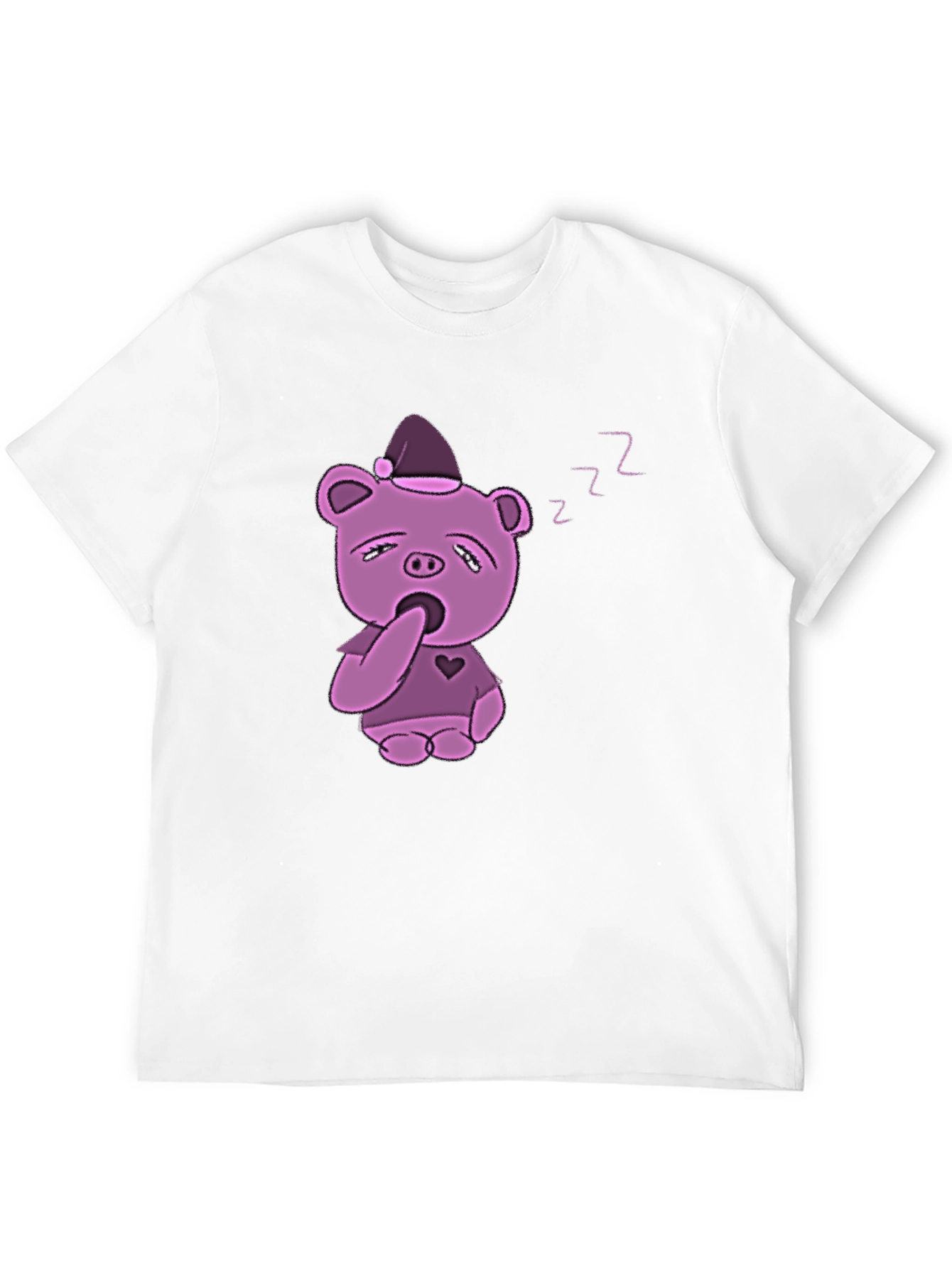 Sleepy Piggy T-Shirt - Black Cotton Blend
