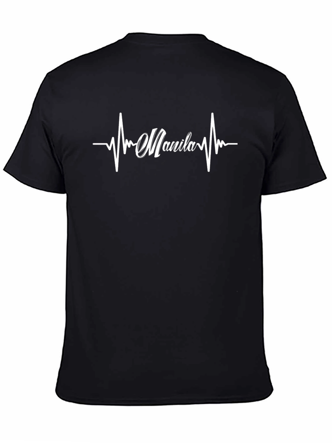 Manila Heartbeat Graphic Tee - Black Crew Neck T-Shirt