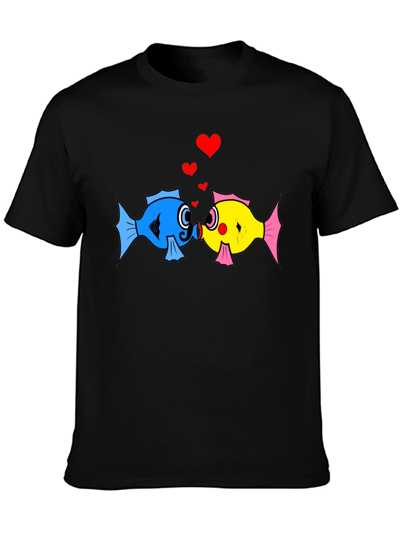 Fish Love T-Shirt: Cute Cartoon Kissing Fish Design