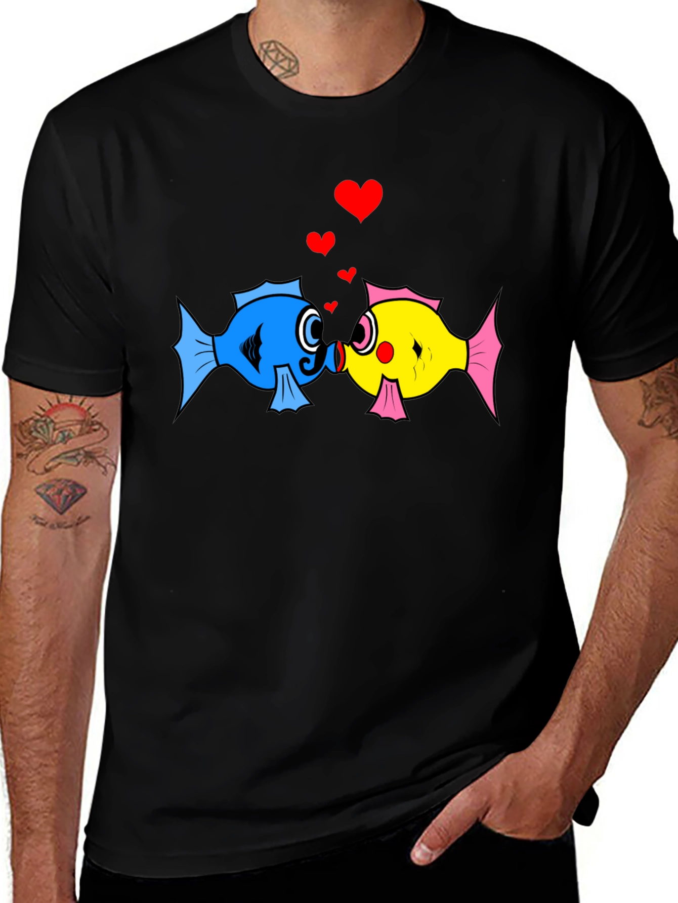 Fish Love T-Shirt: Cute Cartoon Kissing Fish Design