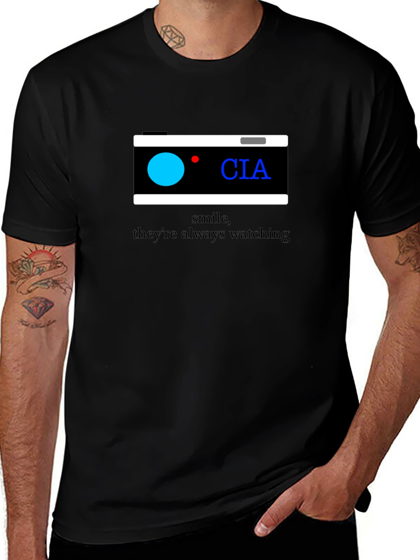 CIA Camera T-Shirt - Smile Theyre Always Watching