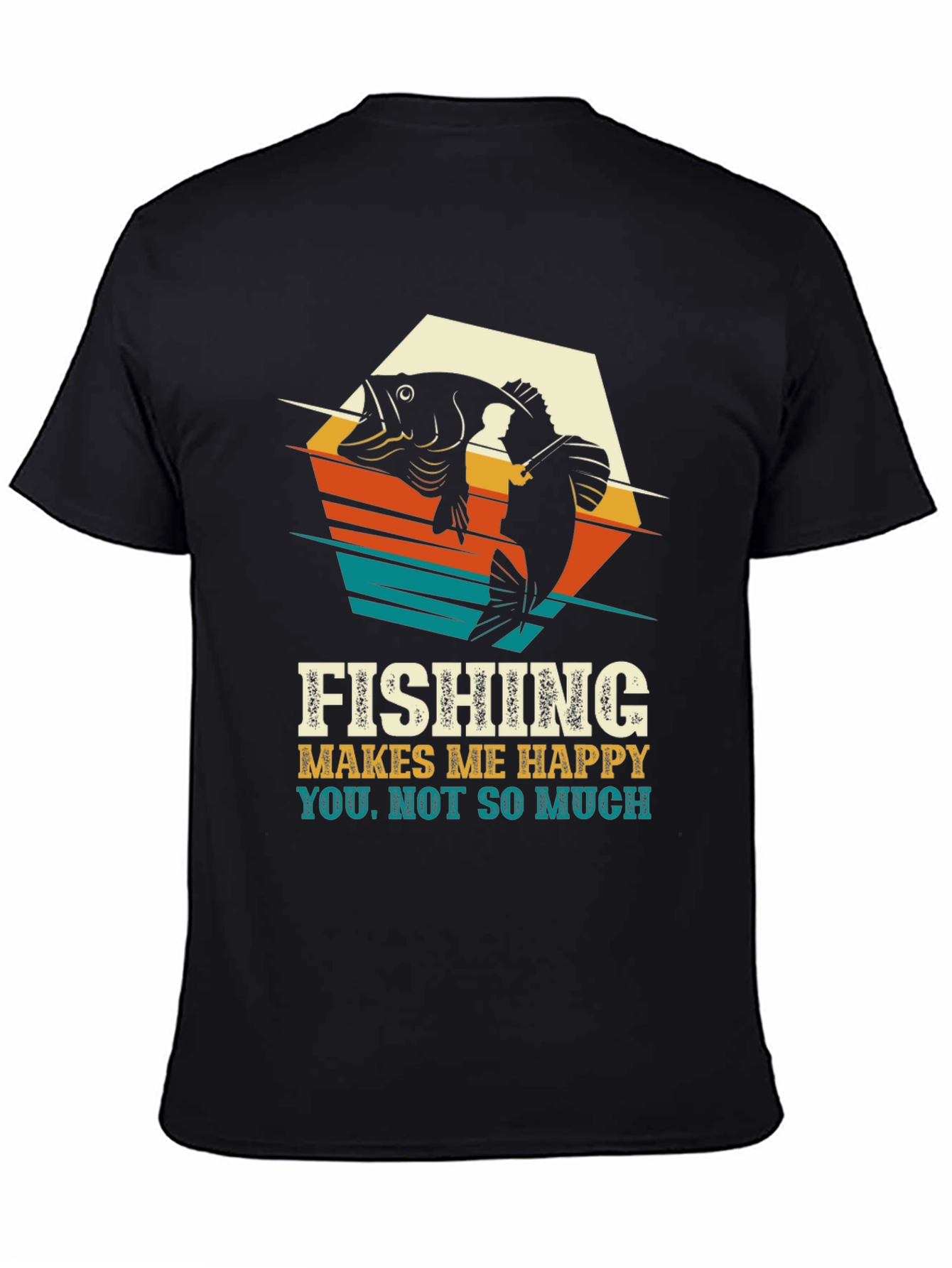 Fishing Makes Me Happy T-Shirt - Black