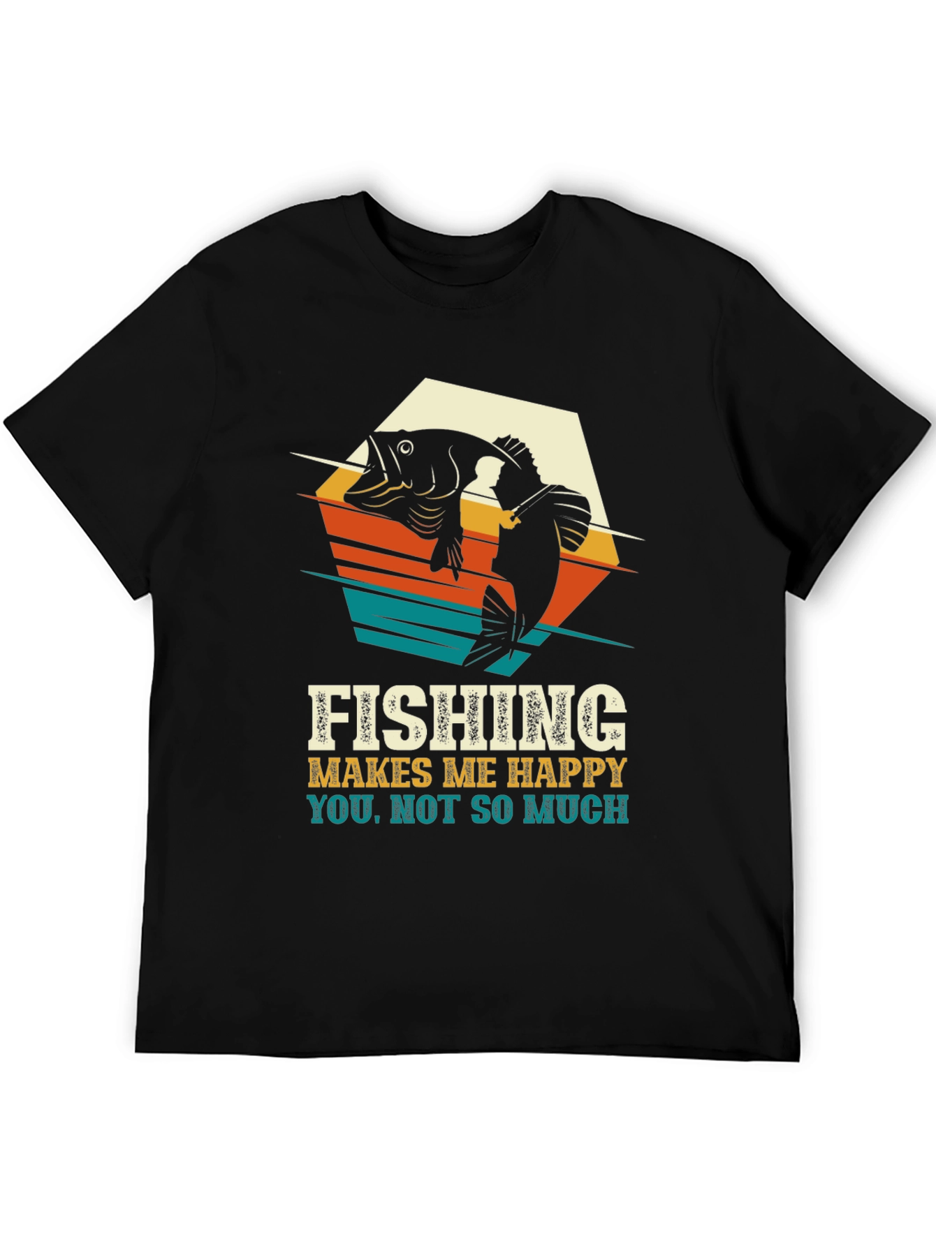Fishing Makes Me Happy T-Shirt - Black