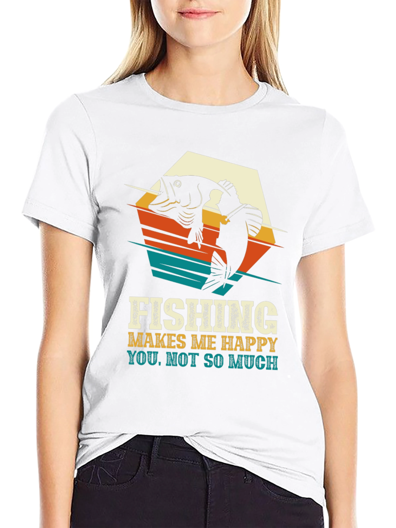 Fishing Makes Me Happy T-Shirt - Black