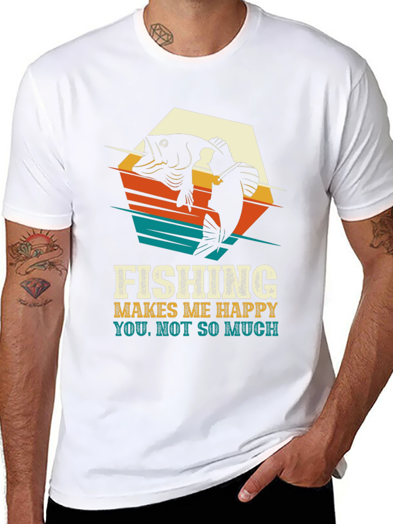 Fishing Makes Me Happy T-Shirt - Black