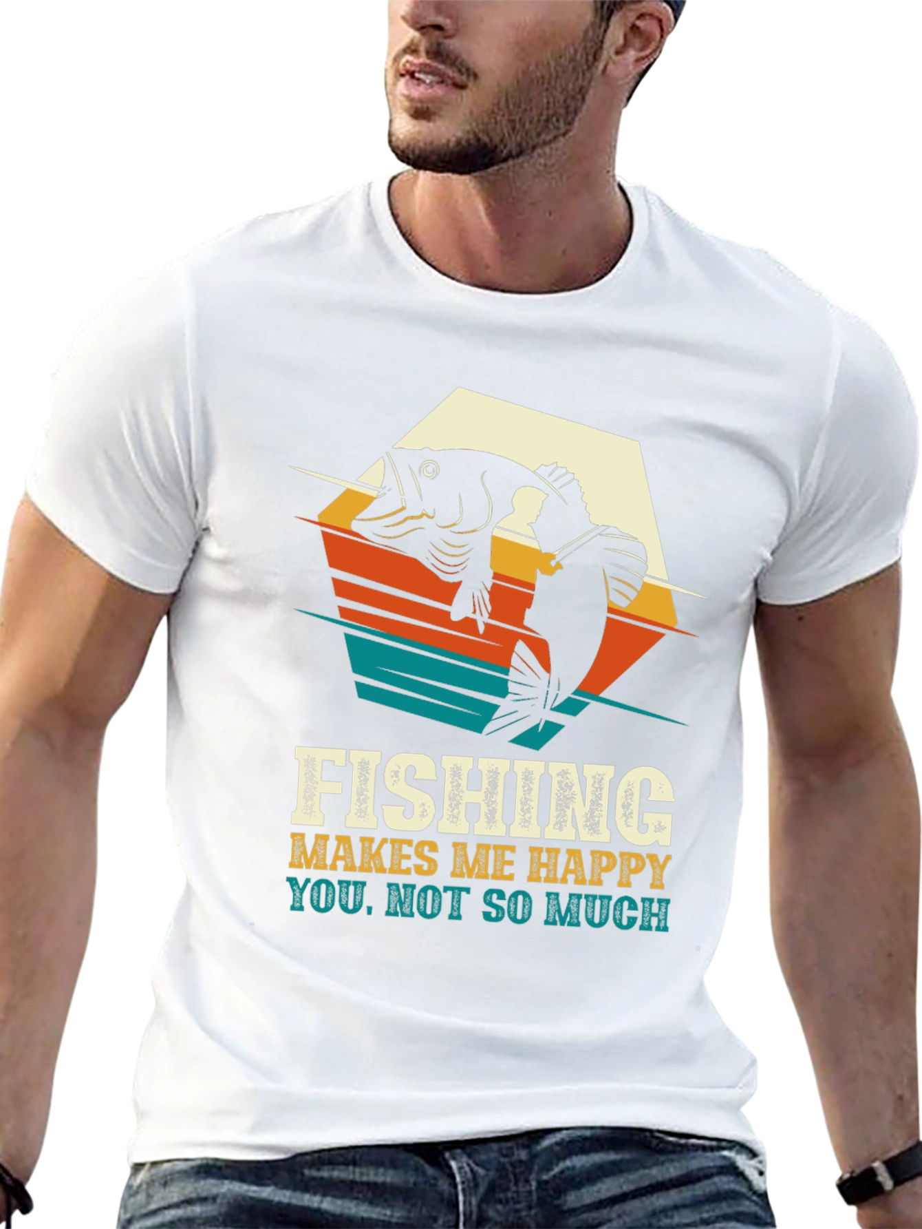 Fishing Makes Me Happy T-Shirt - Black