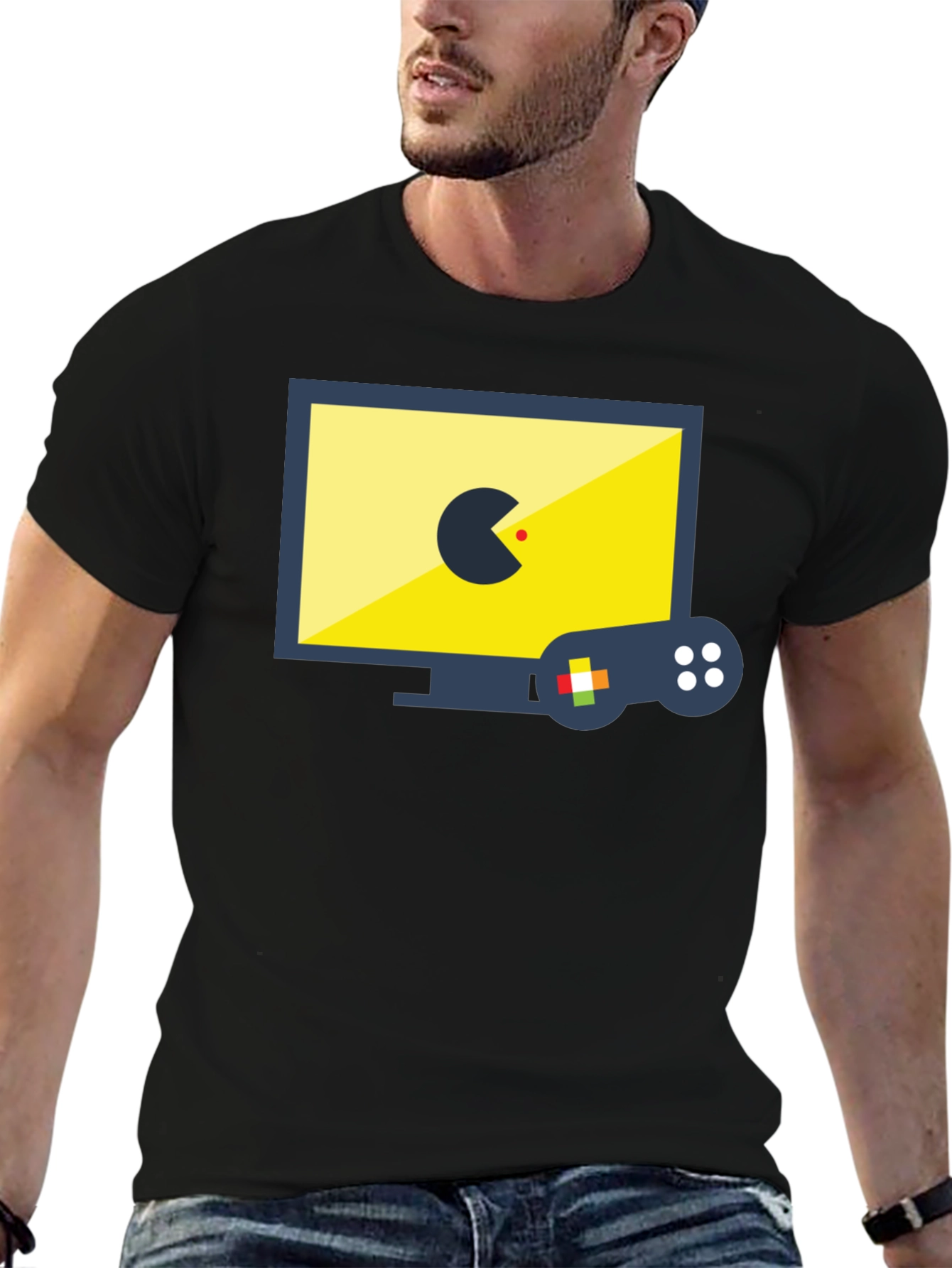 Retro Gamer Tee: Pac-Man Style Controller Design