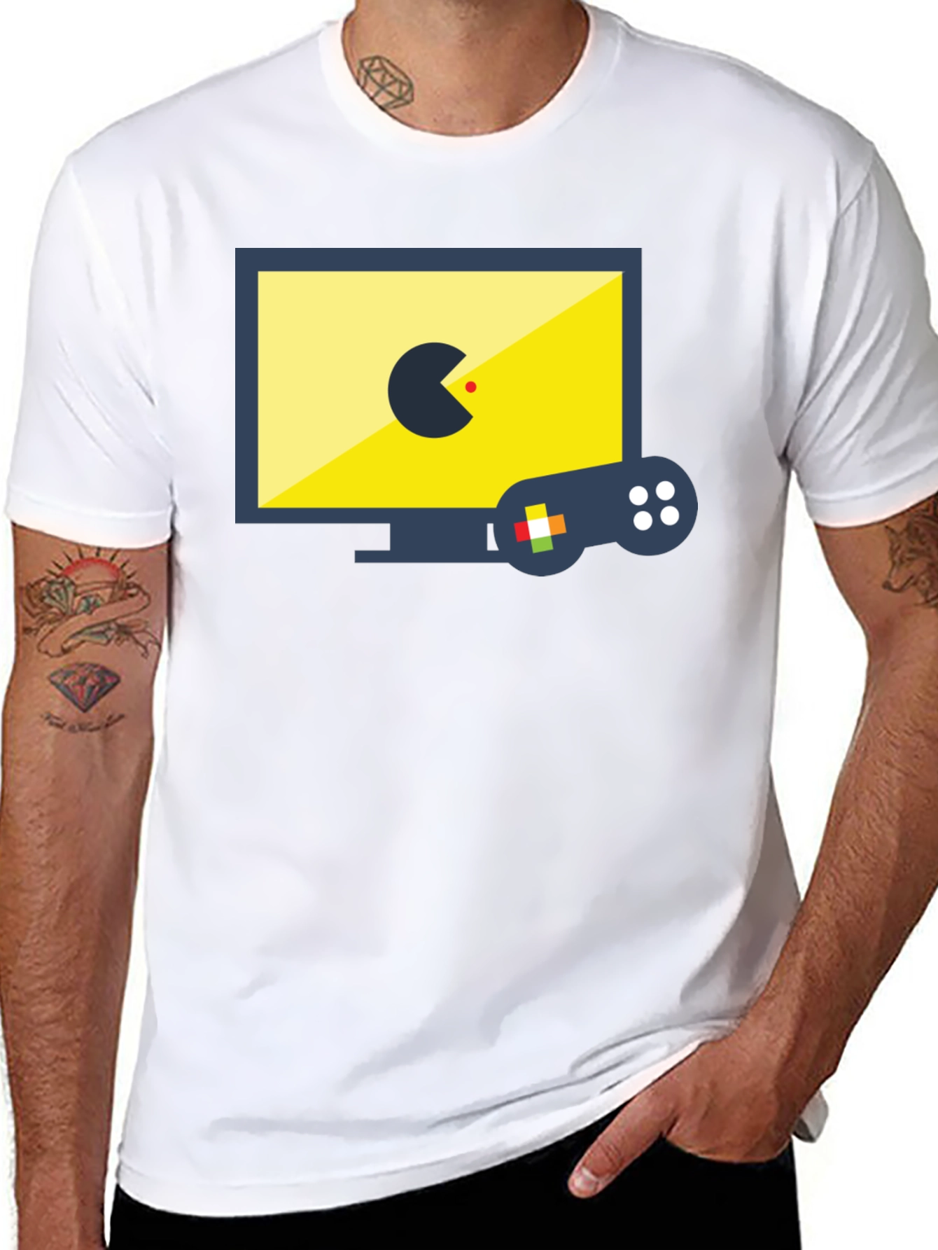 Retro Gamer Tee: Pac-Man Style Controller Design