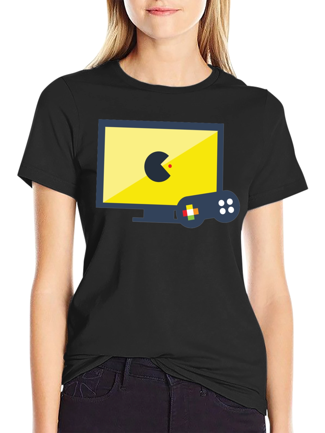 Retro Gamer Tee: Pac-Man Style Controller Design