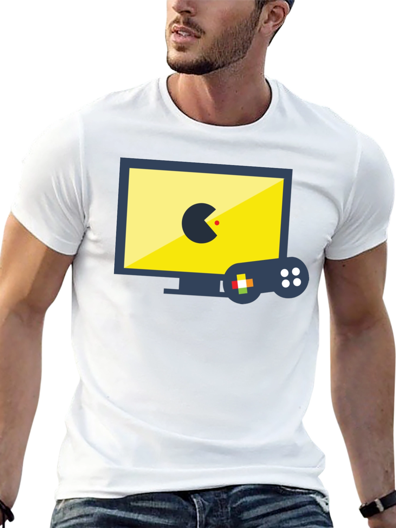 Retro Gamer Tee: Pac-Man Style Controller Design