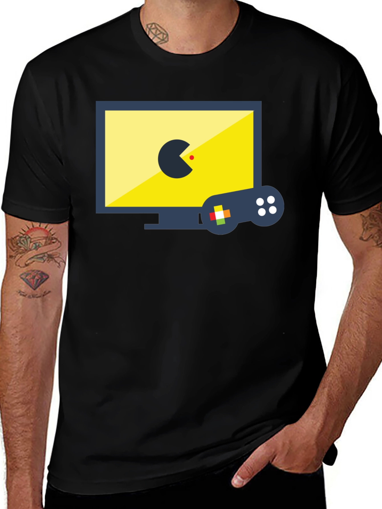 Retro Gamer Tee: Pac-Man Style Controller Design