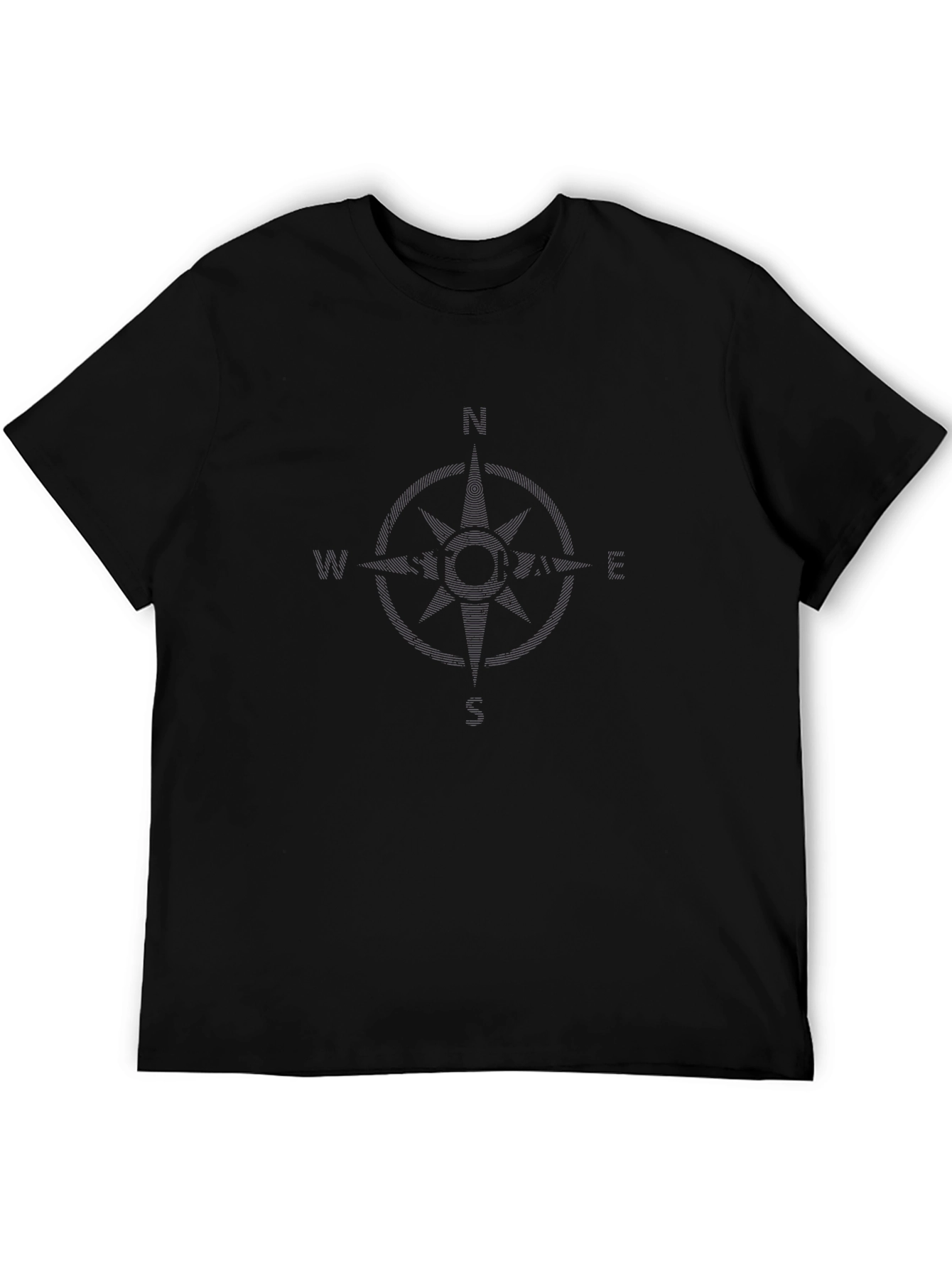 Compass Graphic Print Black T-Shirt