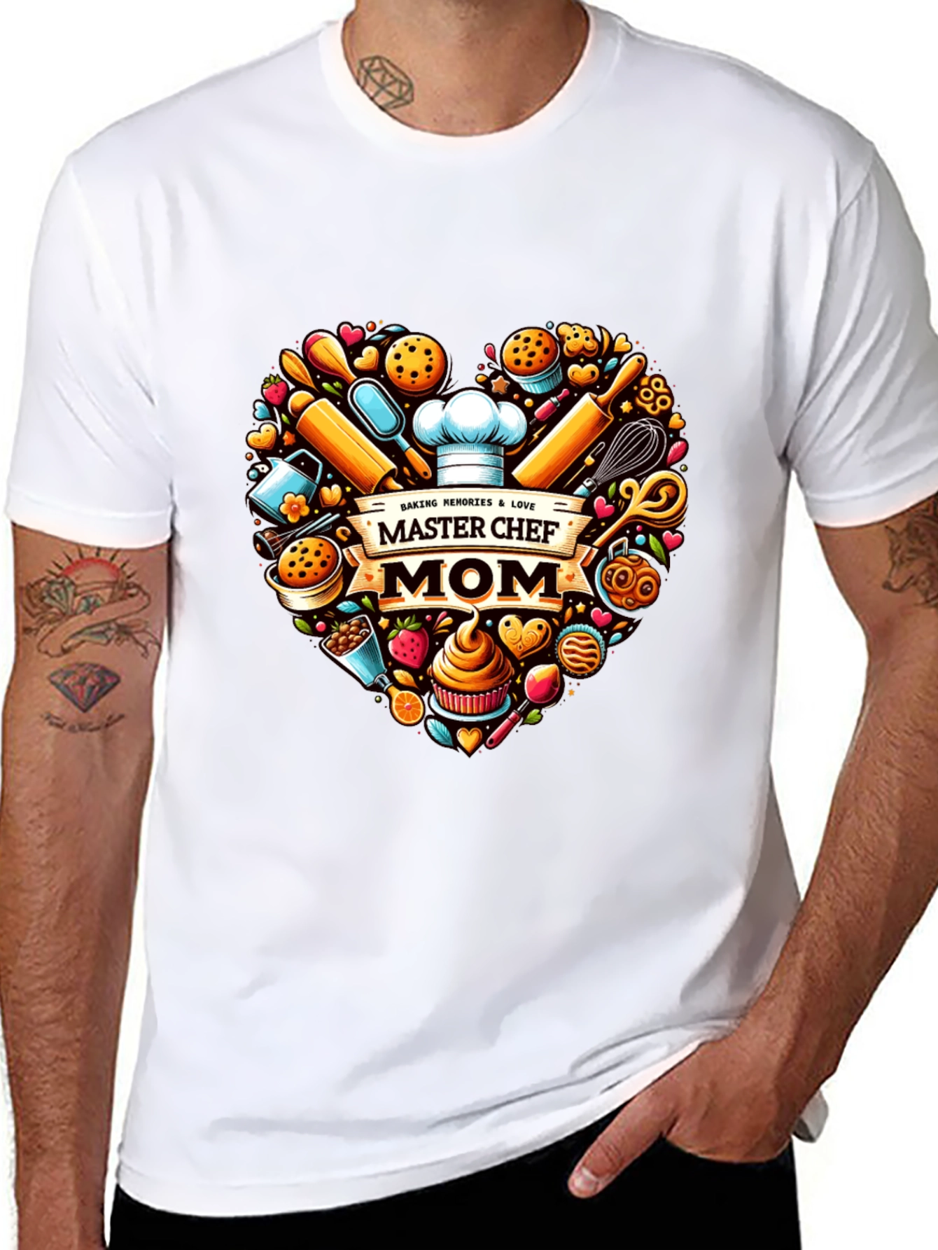 Master Chef Mom T-Shirt - Baking Heart Design
