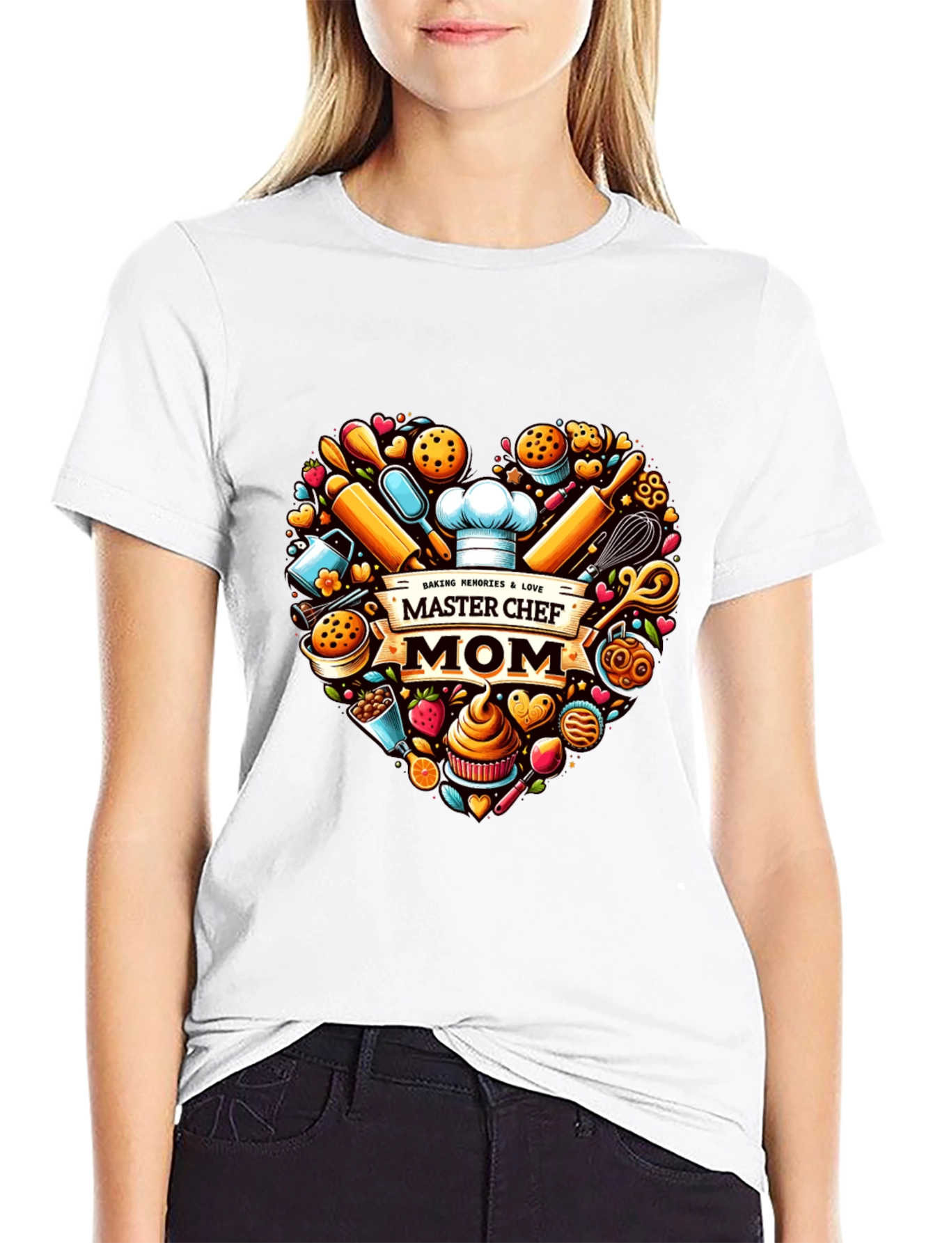 Master Chef Mom T-Shirt - Baking Heart Design