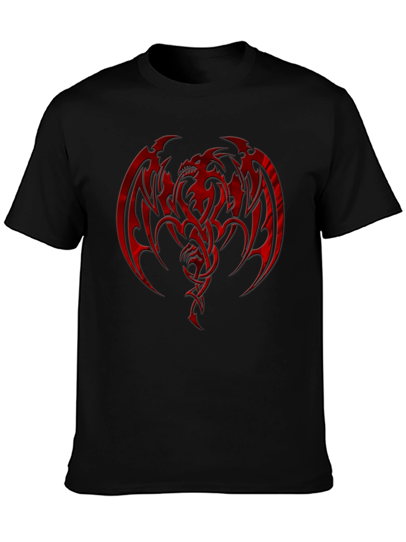 Red Dragon Graphic Print Black T-Shirt