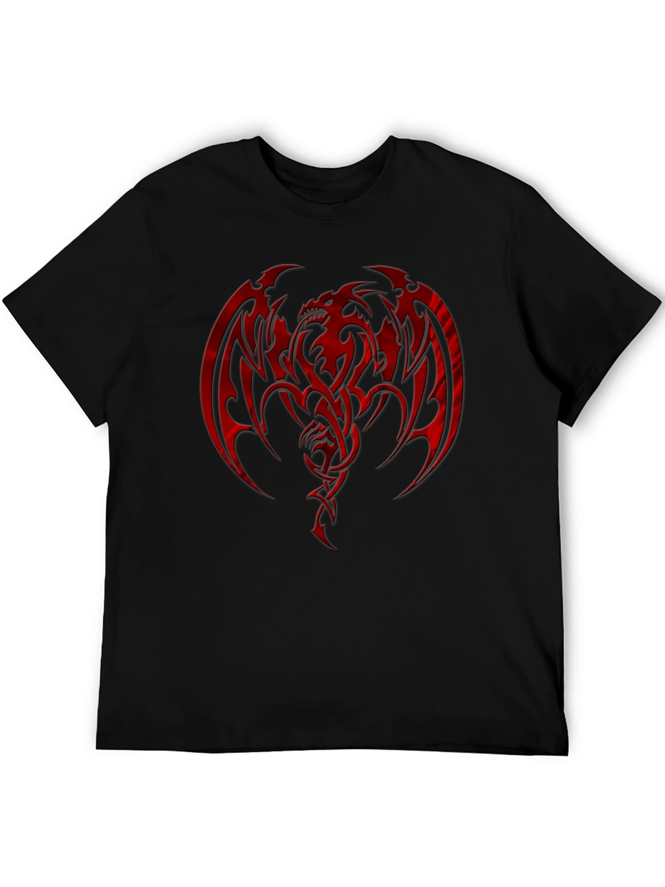 Red Dragon Graphic Print Black T-Shirt