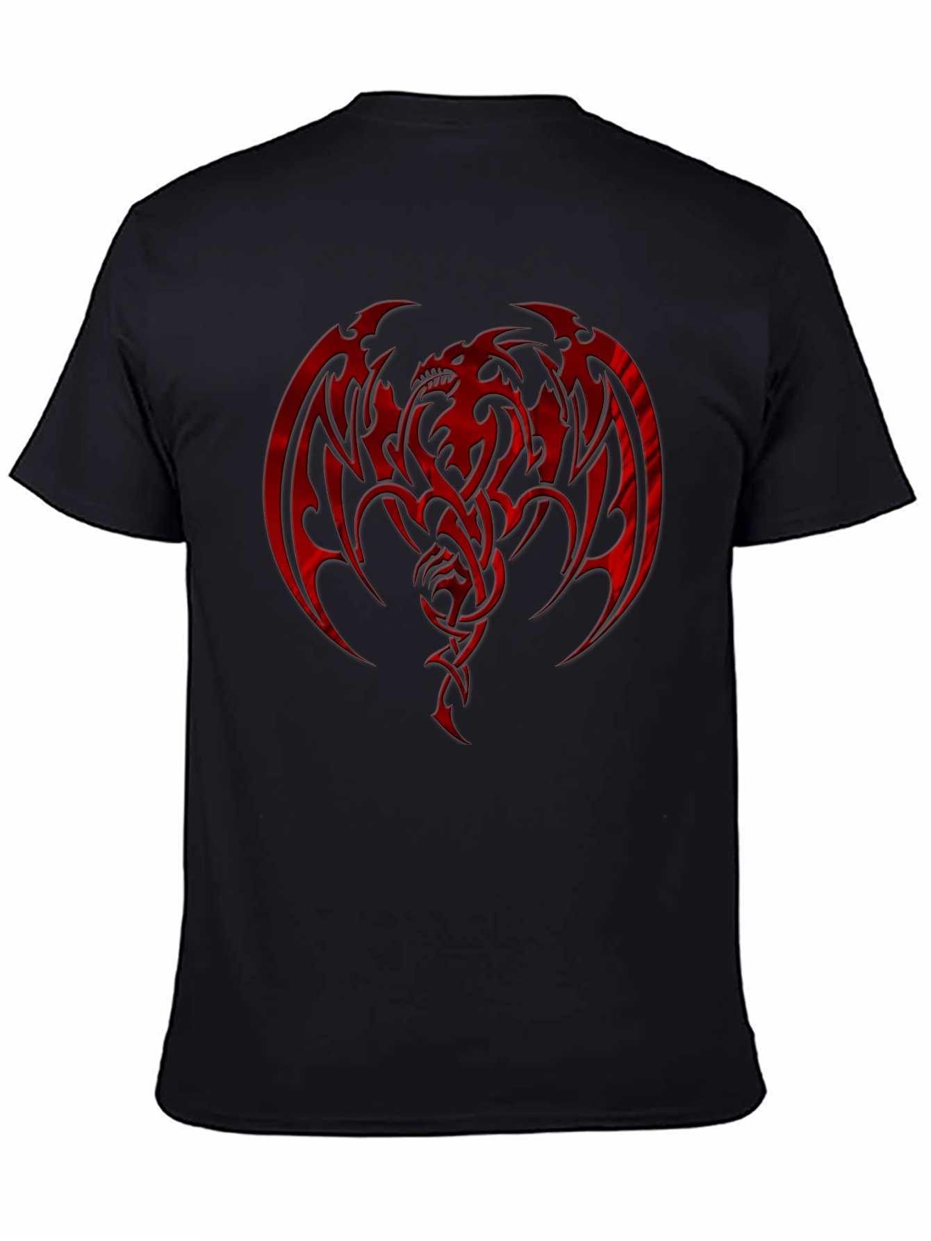 Red Dragon Graphic Print Black T-Shirt