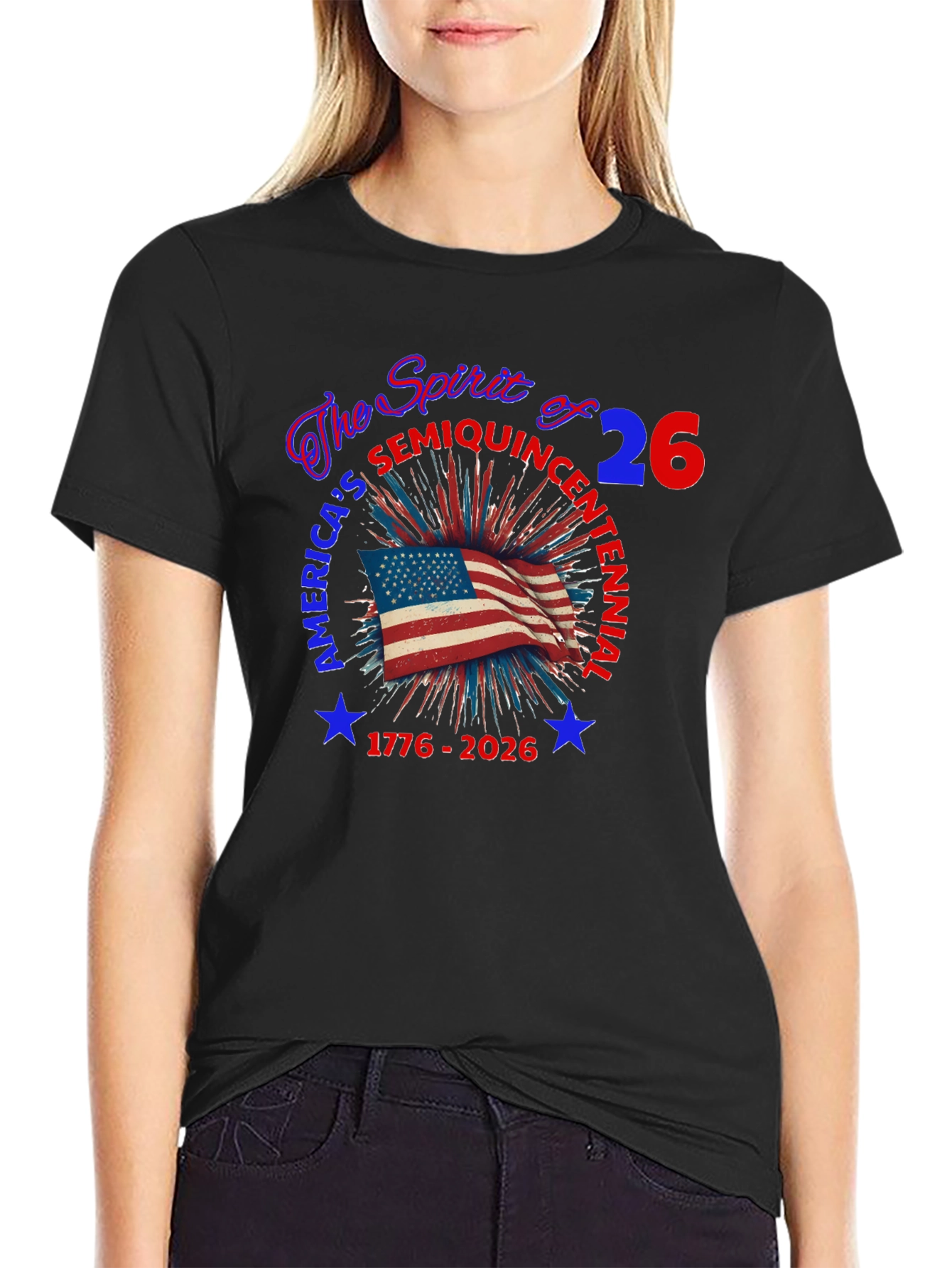 Patriotic Americas Semiquincentennial Black T-shirt