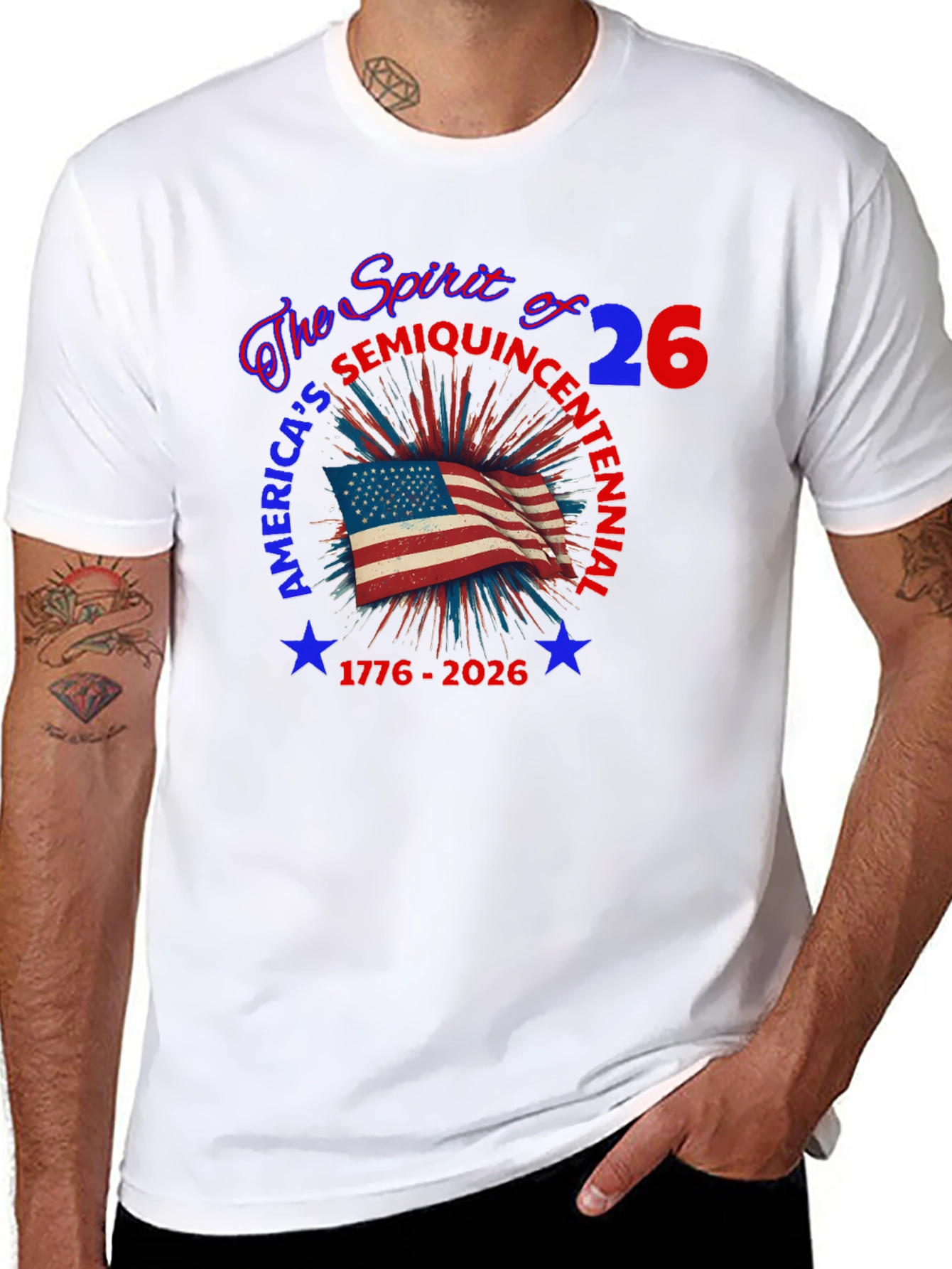 Patriotic Americas Semiquincentennial Black T-shirt
